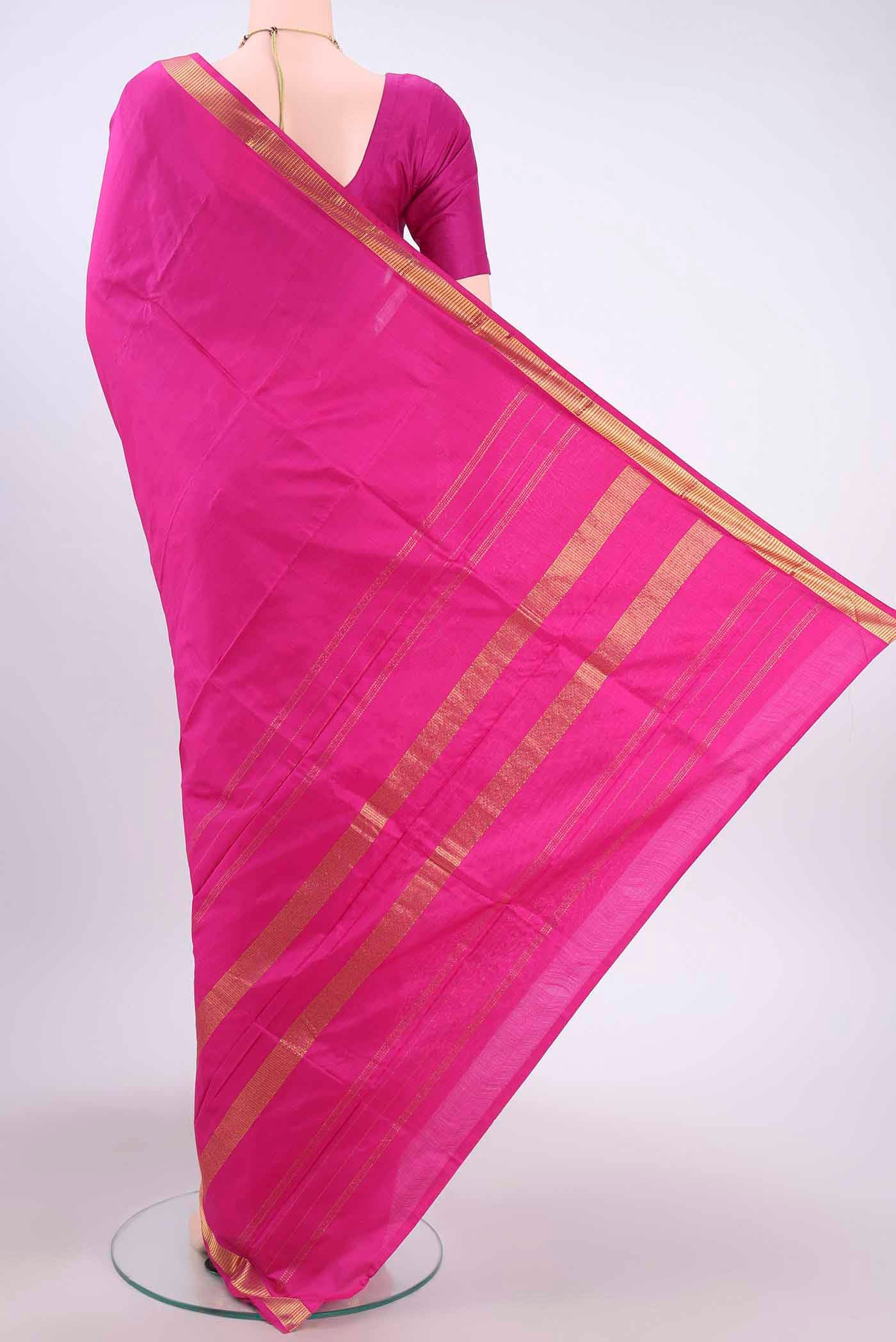 Pink Dual Tone Kanchipuram Silk Saree - Image 3
