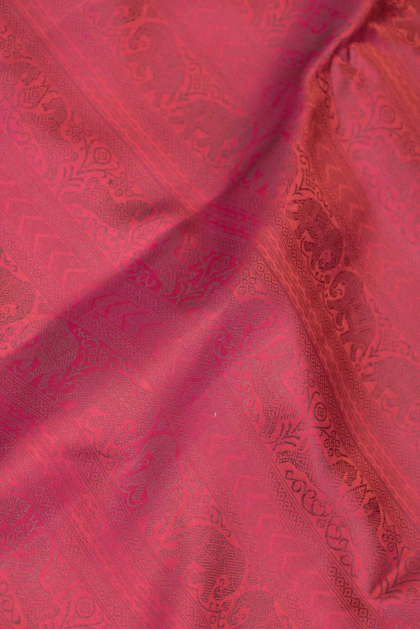 Pink Dual Tone Kanjivaram Silk Saree - Image 2