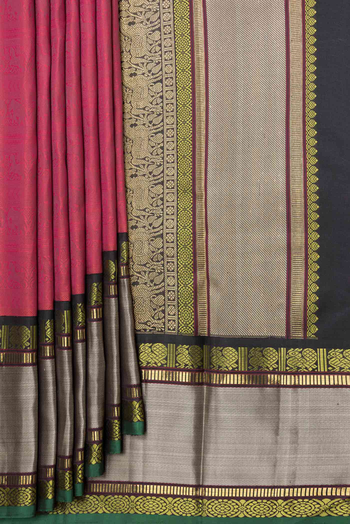 Pink Dual Tone Kanjivaram Silk Saree - Image 4