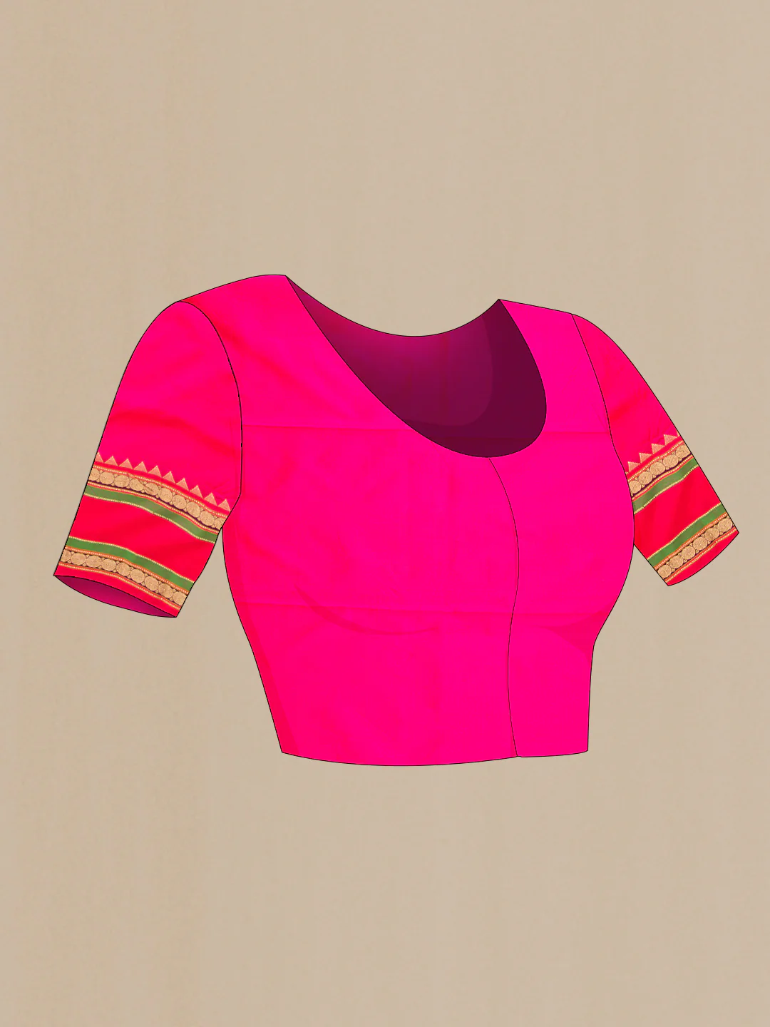 Coral Kanchipuram Silk Saree - Image 5