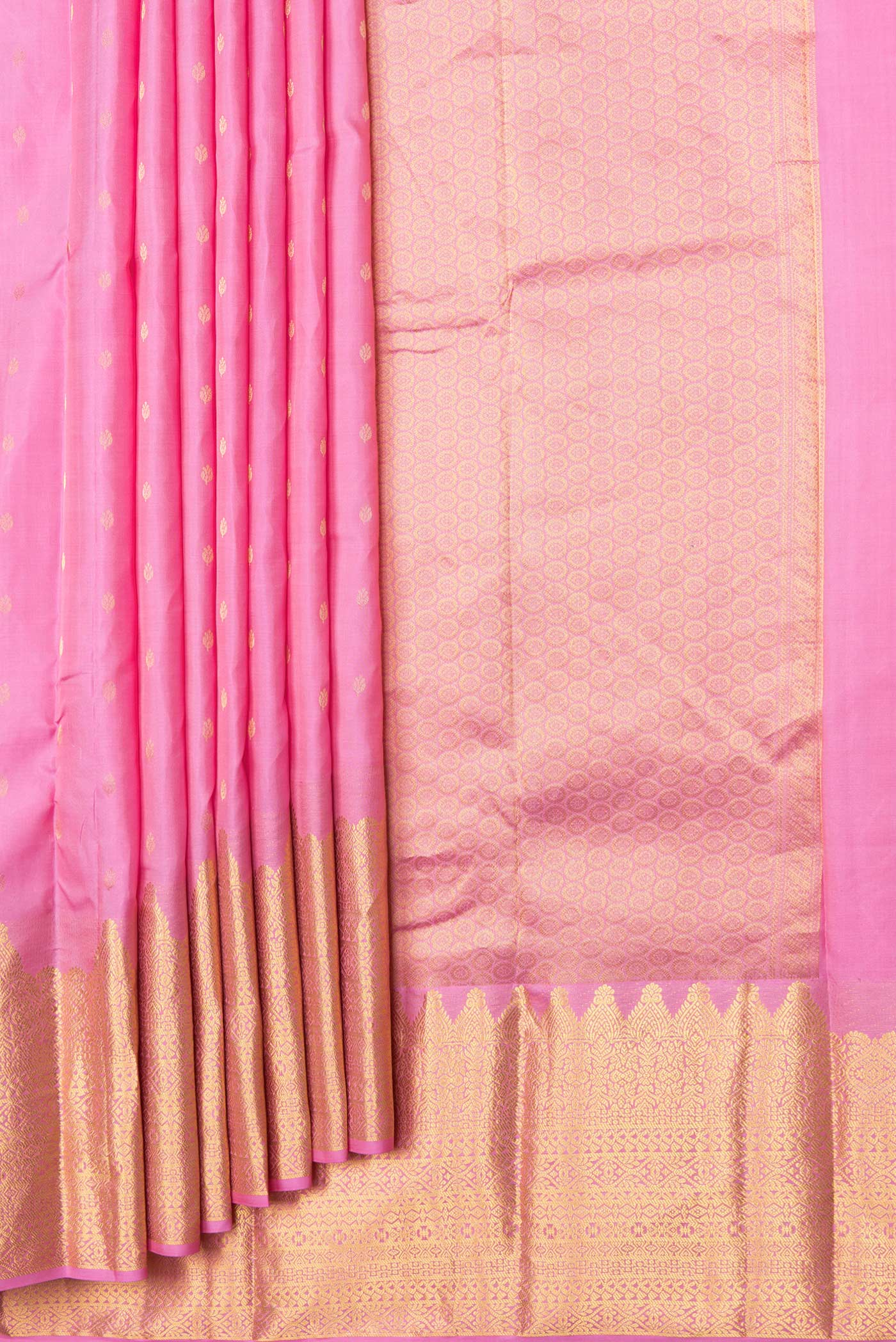Rose pink Kanchipuram Silk Saree - Image 4