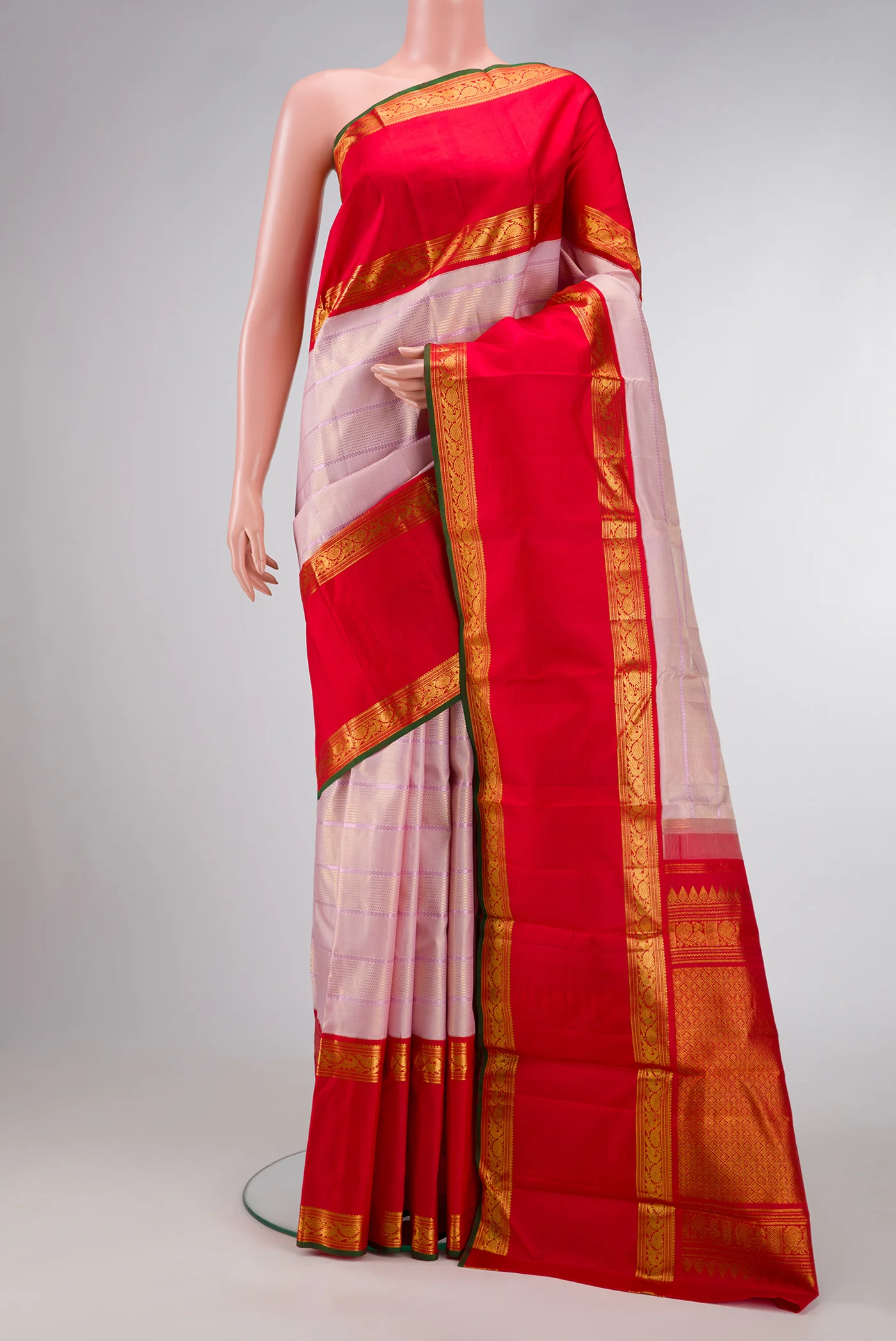 Rose pink Kanchipuram Silk Saree