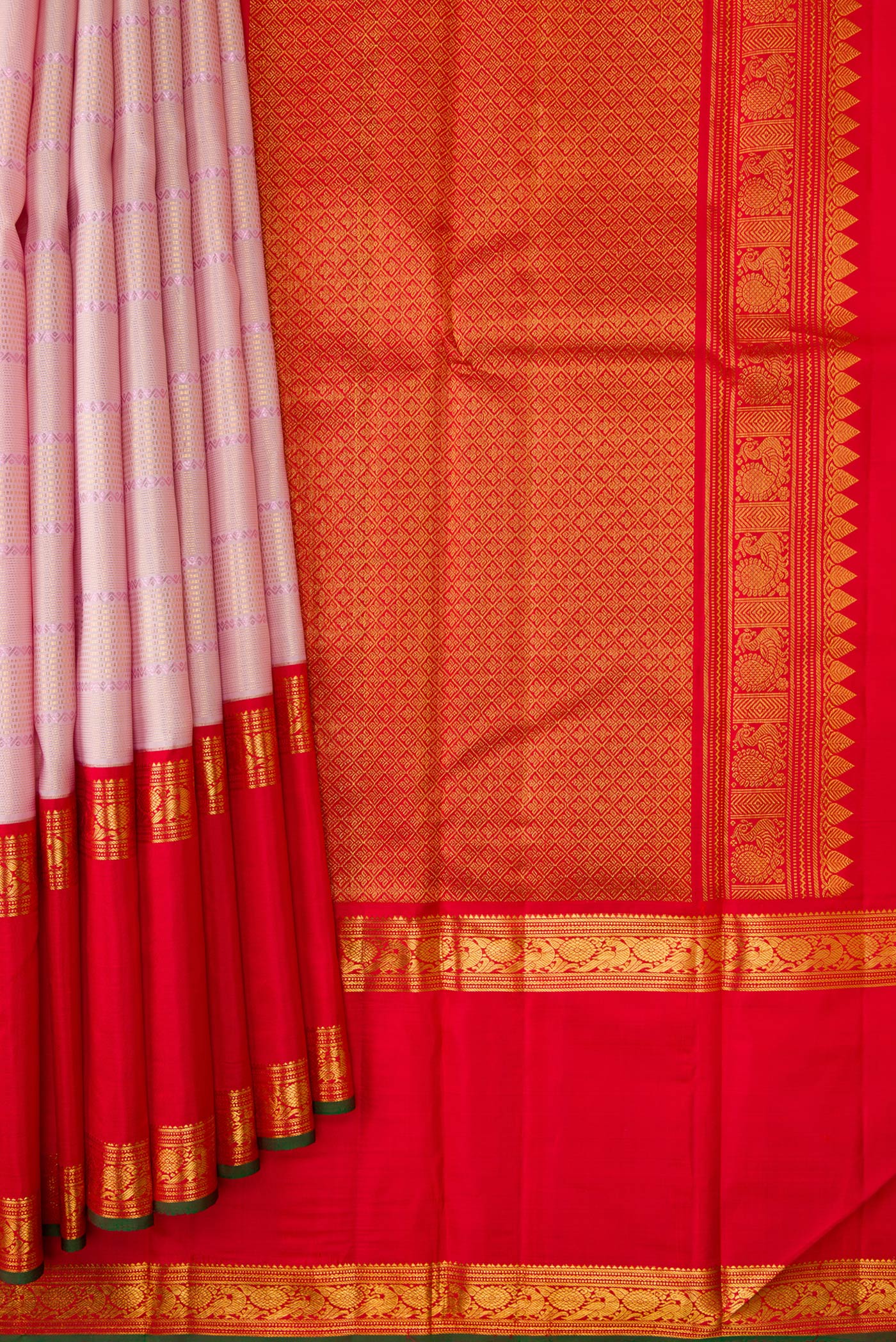 Rose pink Kanchipuram Silk Saree - Image 4