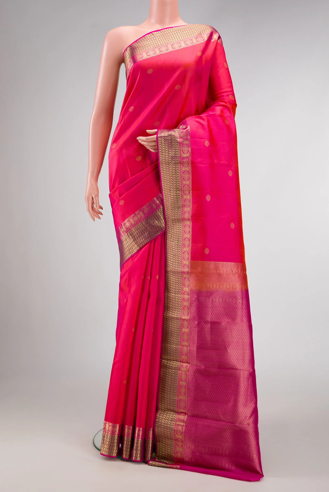 Pink Dual Tone Kanchipuram Silk Saree