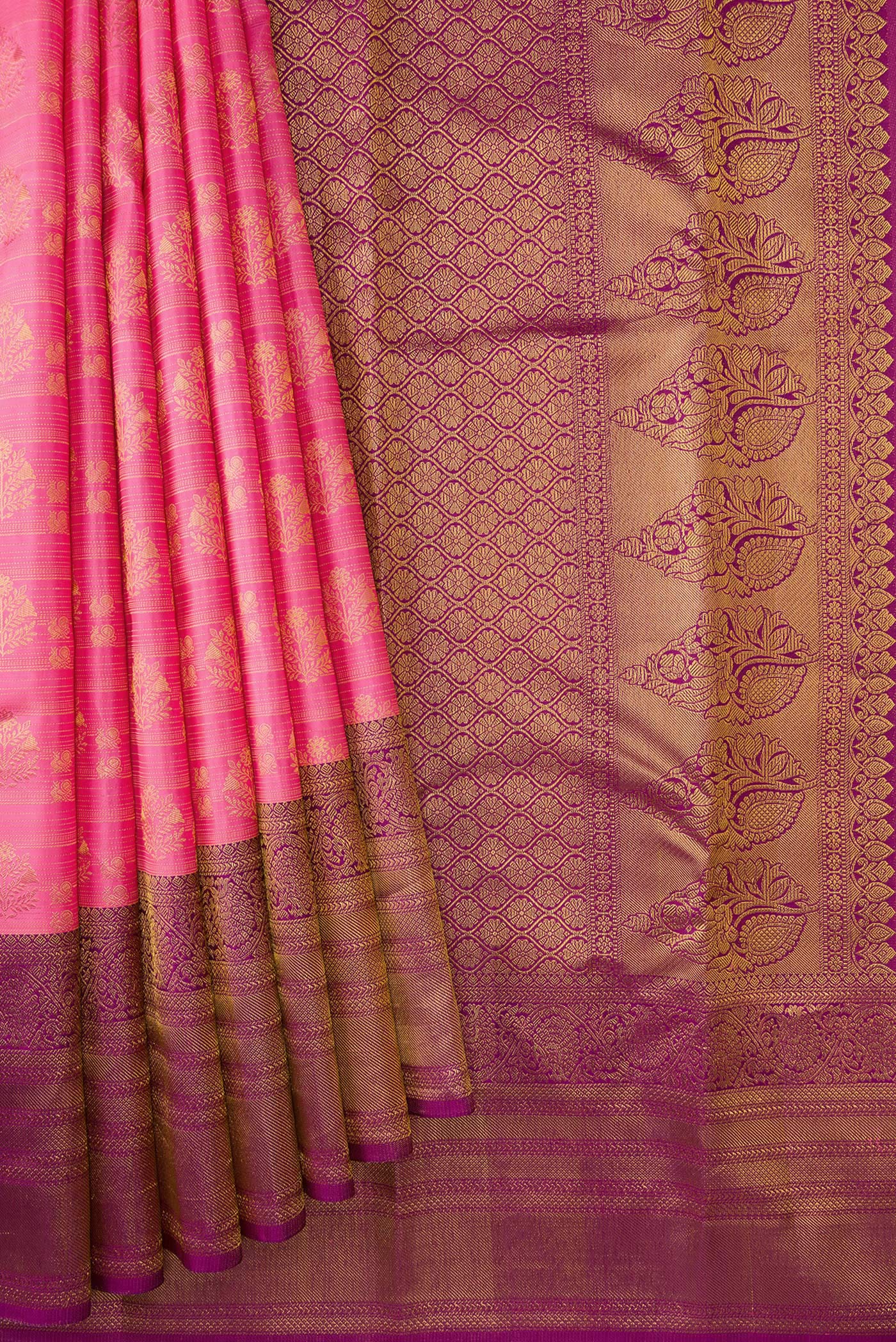 Rose pink Kanchipuram Silk Saree - Image 4