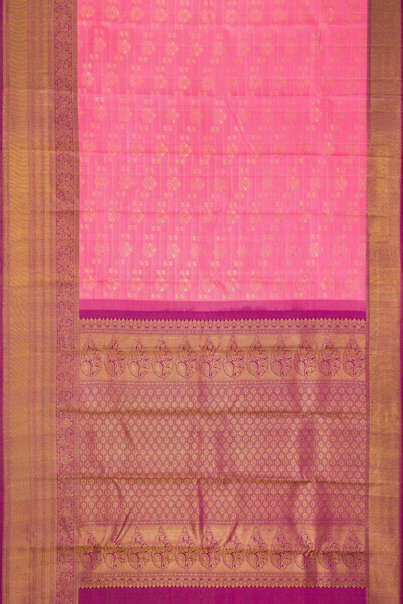 Rose pink Kanchipuram Silk Saree - Image 6