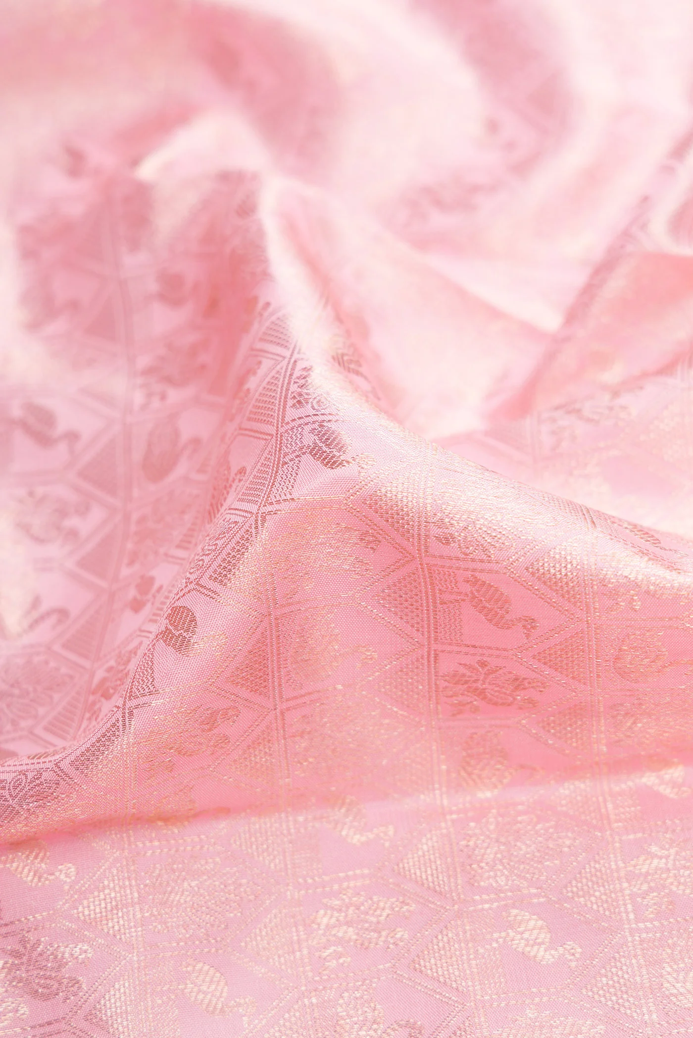 Rose pink Kanchipuram Silk Saree - Image 2