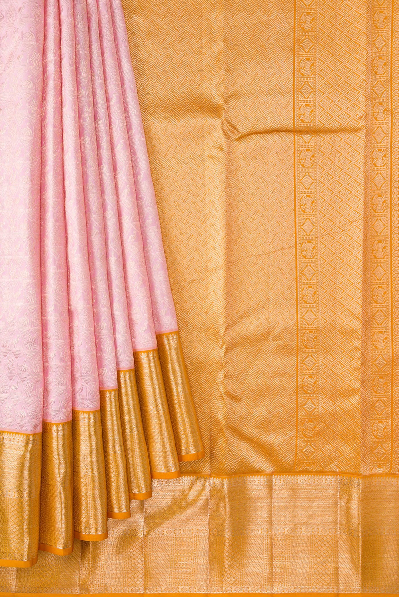 Rose pink Kanchipuram Silk Saree - Image 4