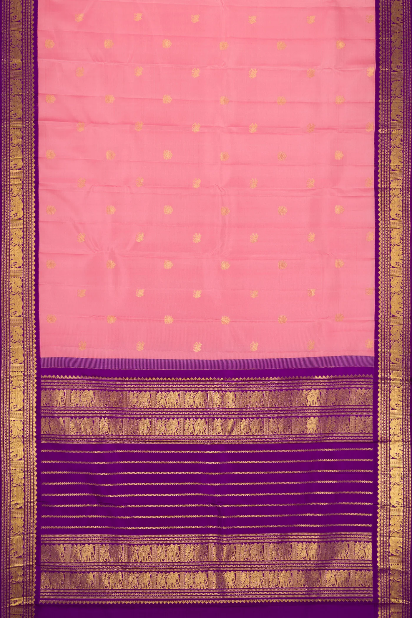 Rose pink Kanchipuram Silk Saree - Image 6