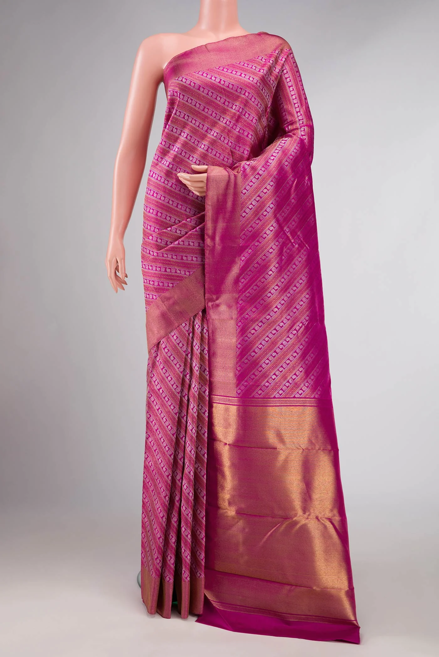 Pink Dual Tone Kanchipuram Silk Saree