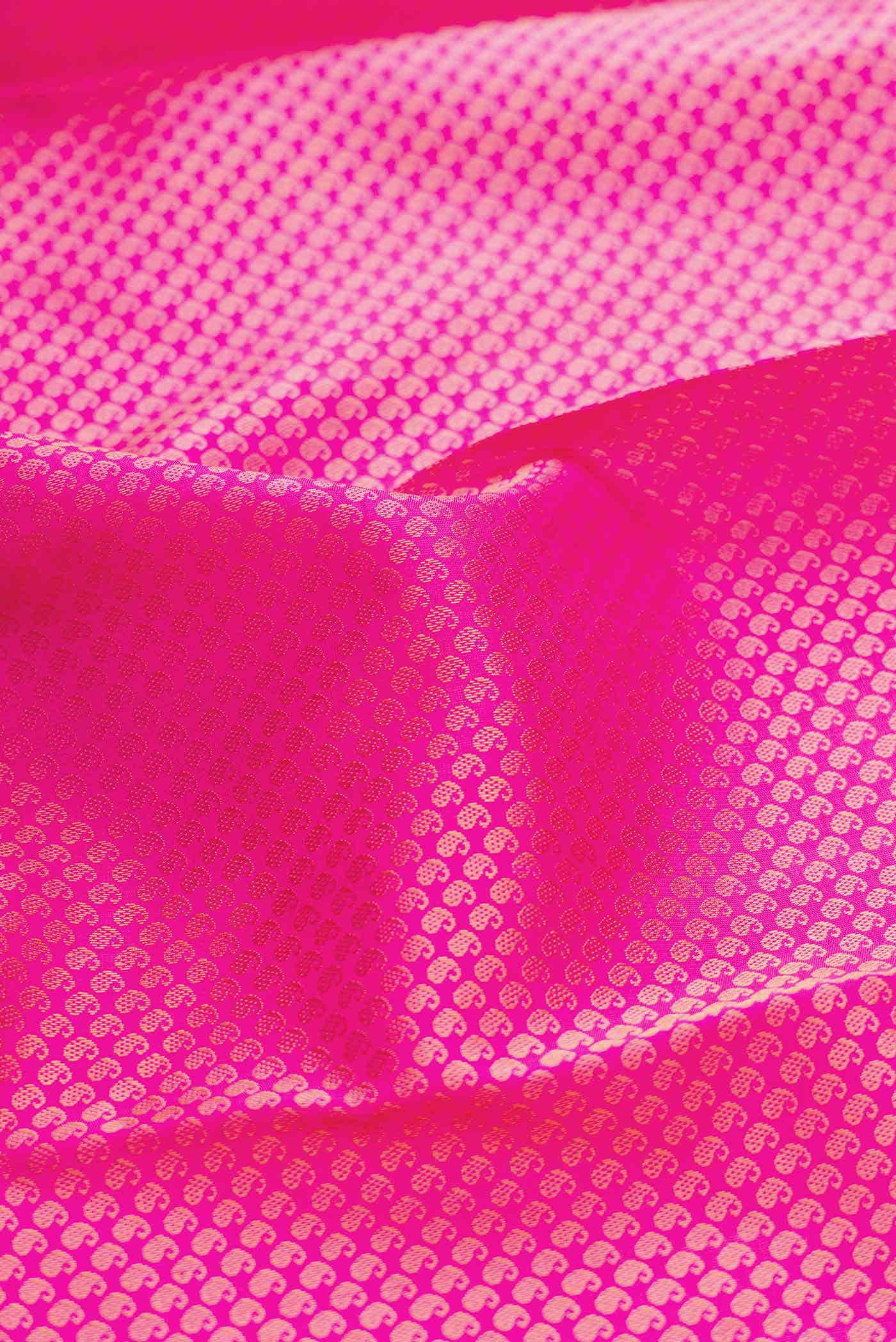 Pure Silk Pure Zari Pink Dual Tone Kanchipuram Saree - Image 3