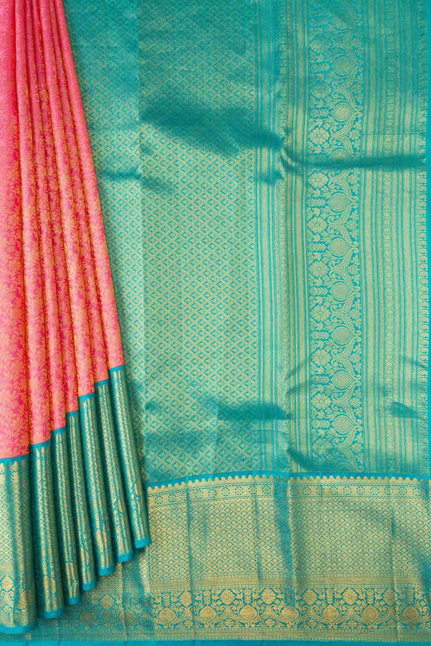 Pink Dual Tone Kanchipuram Silk Saree - Image 2