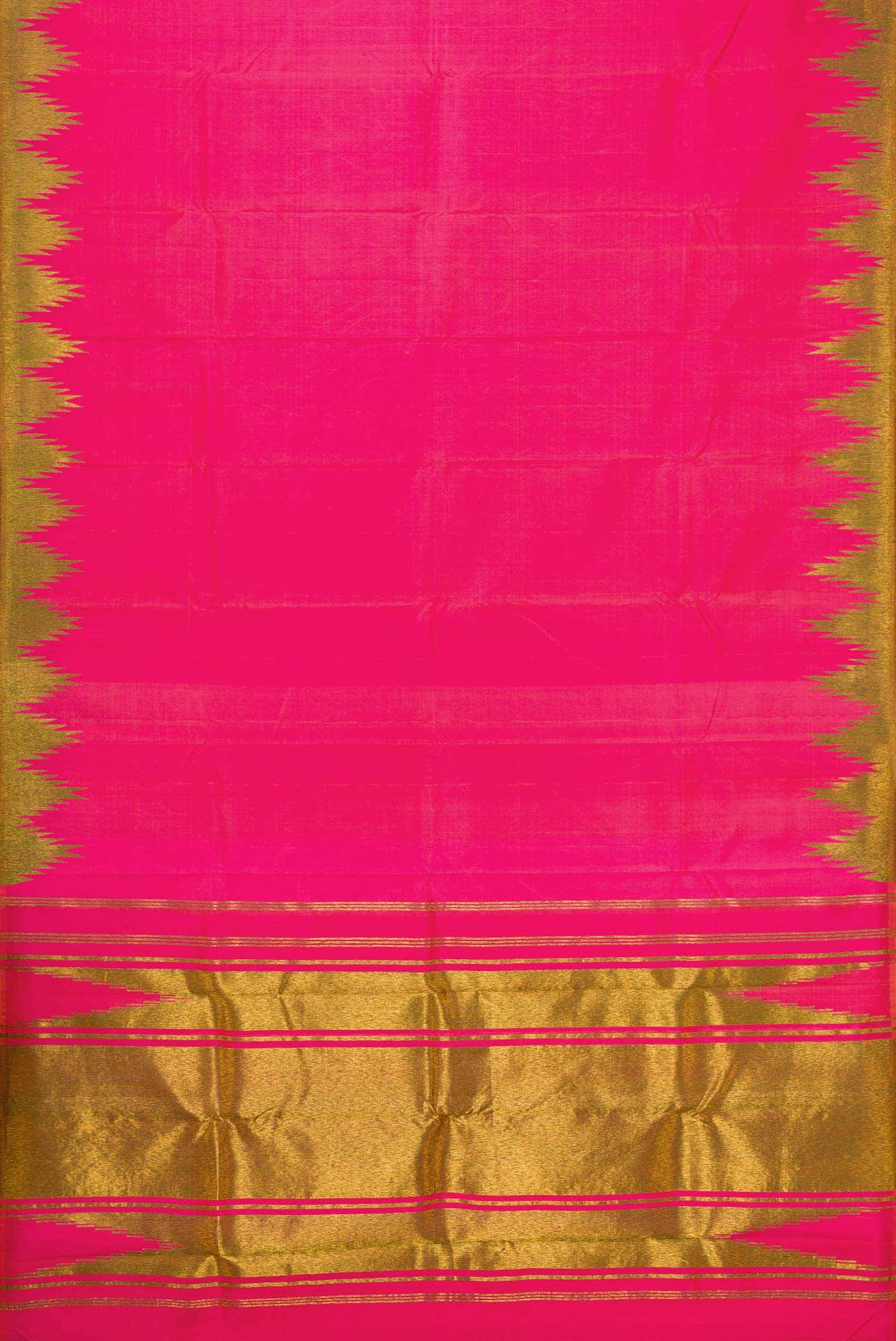 Pure Silk Pure Zari Pink Dual Tone Kanjivaram Saree - Image 4