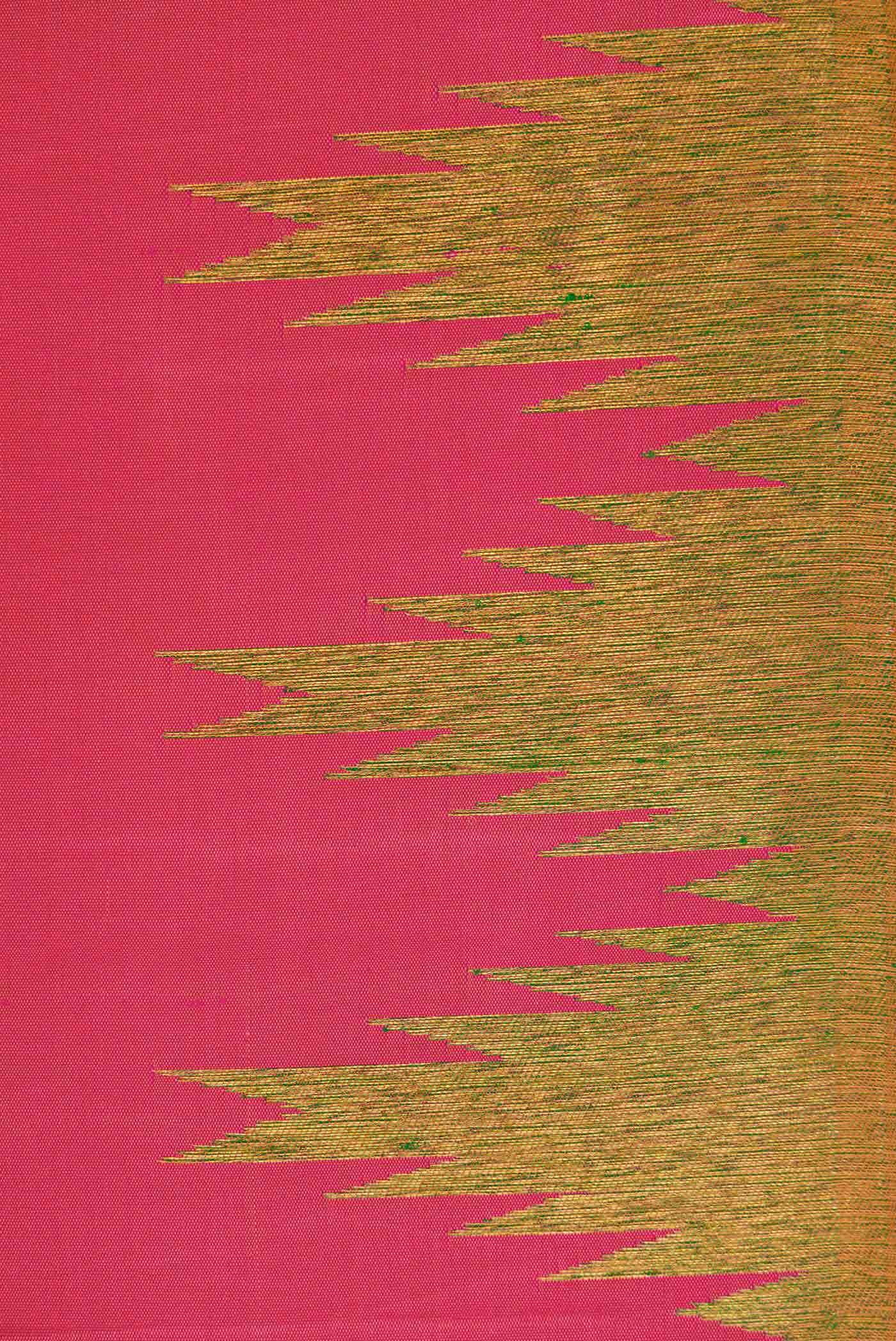 Pure Silk Pure Zari Pink Dual Tone Kanjivaram Saree - Image 5