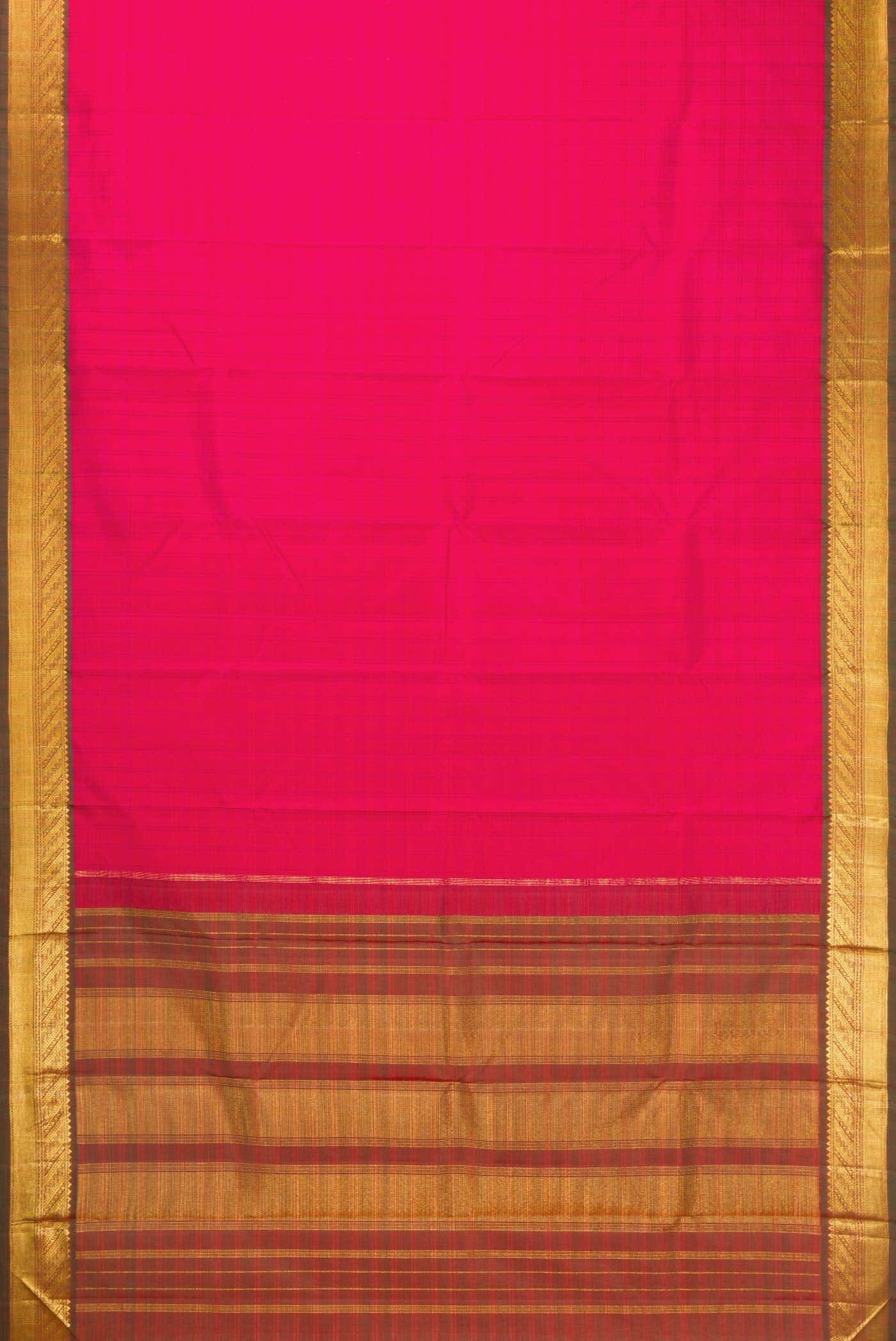 Pure Silk Pure Zari Pink Dual Tone Kanchipuram Saree - Image 4