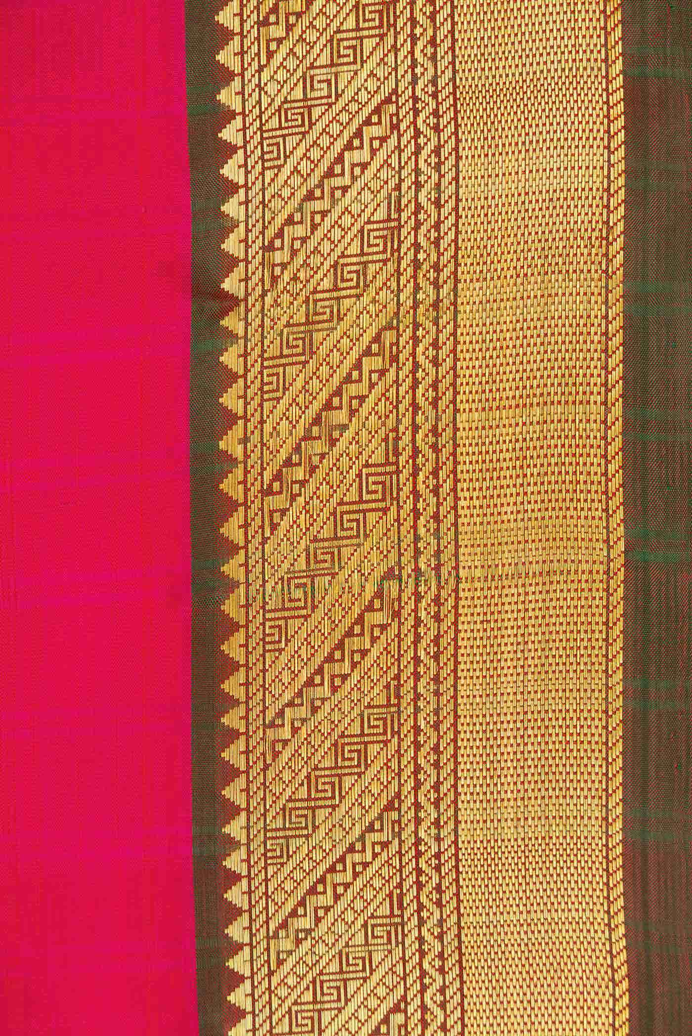 Pure Silk Pure Zari Pink Dual Tone Kanchipuram Saree - Image 5