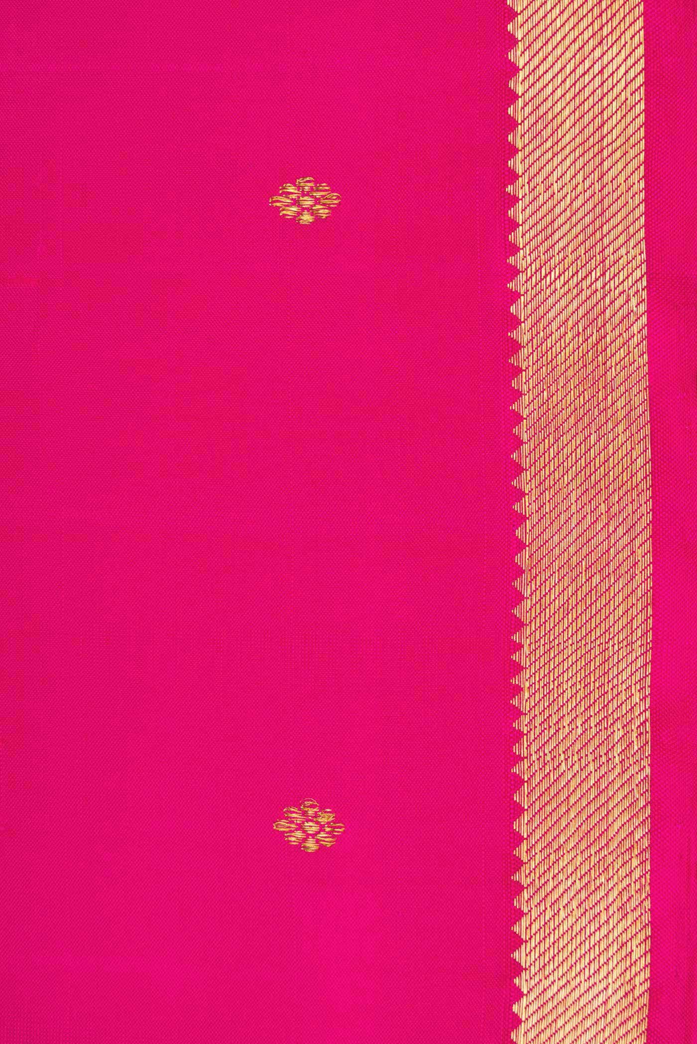 Pure Silk Pure Zari Pink Dual Tone Kanchipuram Saree - Image 6