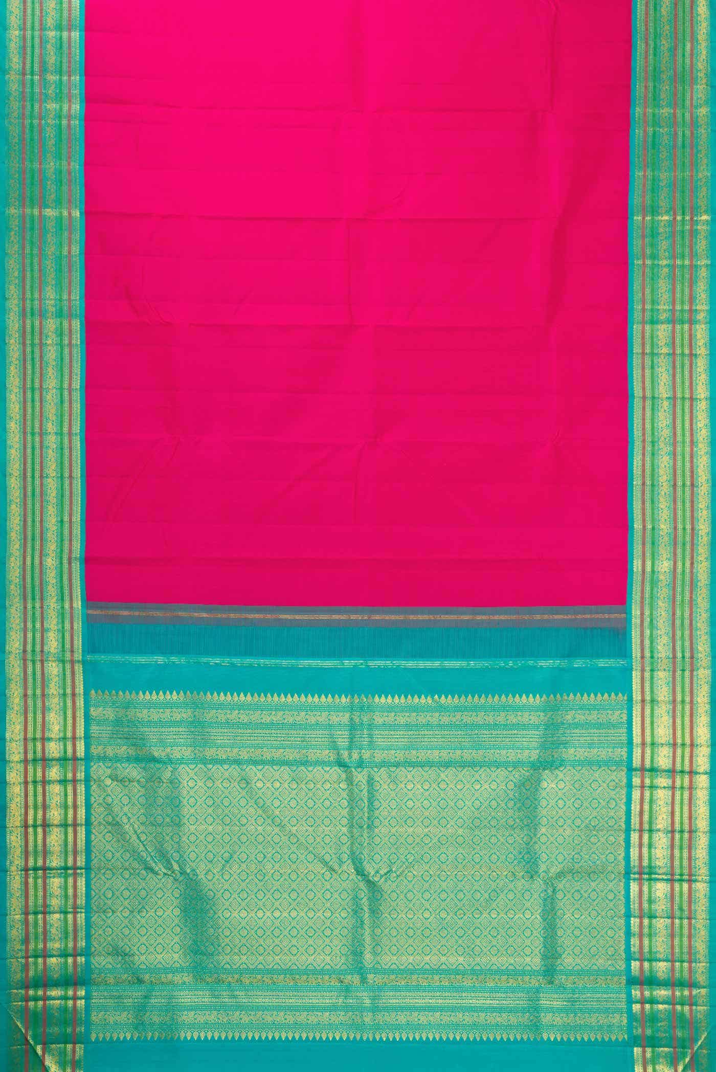 Pure Silk Pure Zari Pink Dual Tone Kanjivaram Saree - Image 4