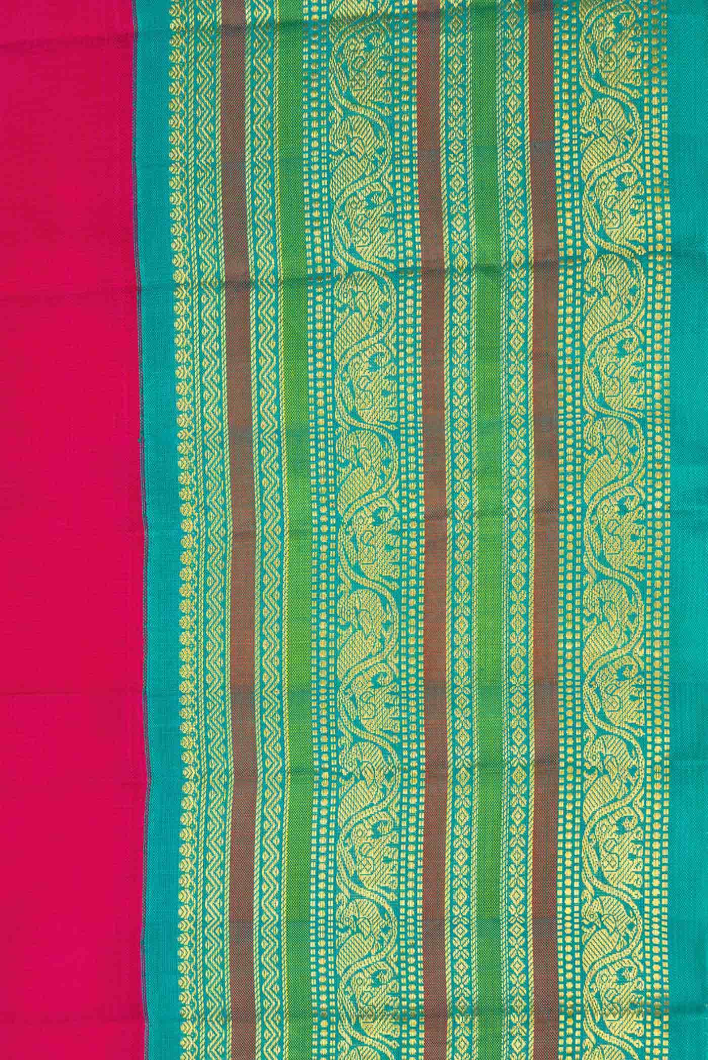 Pure Silk Pure Zari Pink Dual Tone Kanjivaram Saree - Image 5