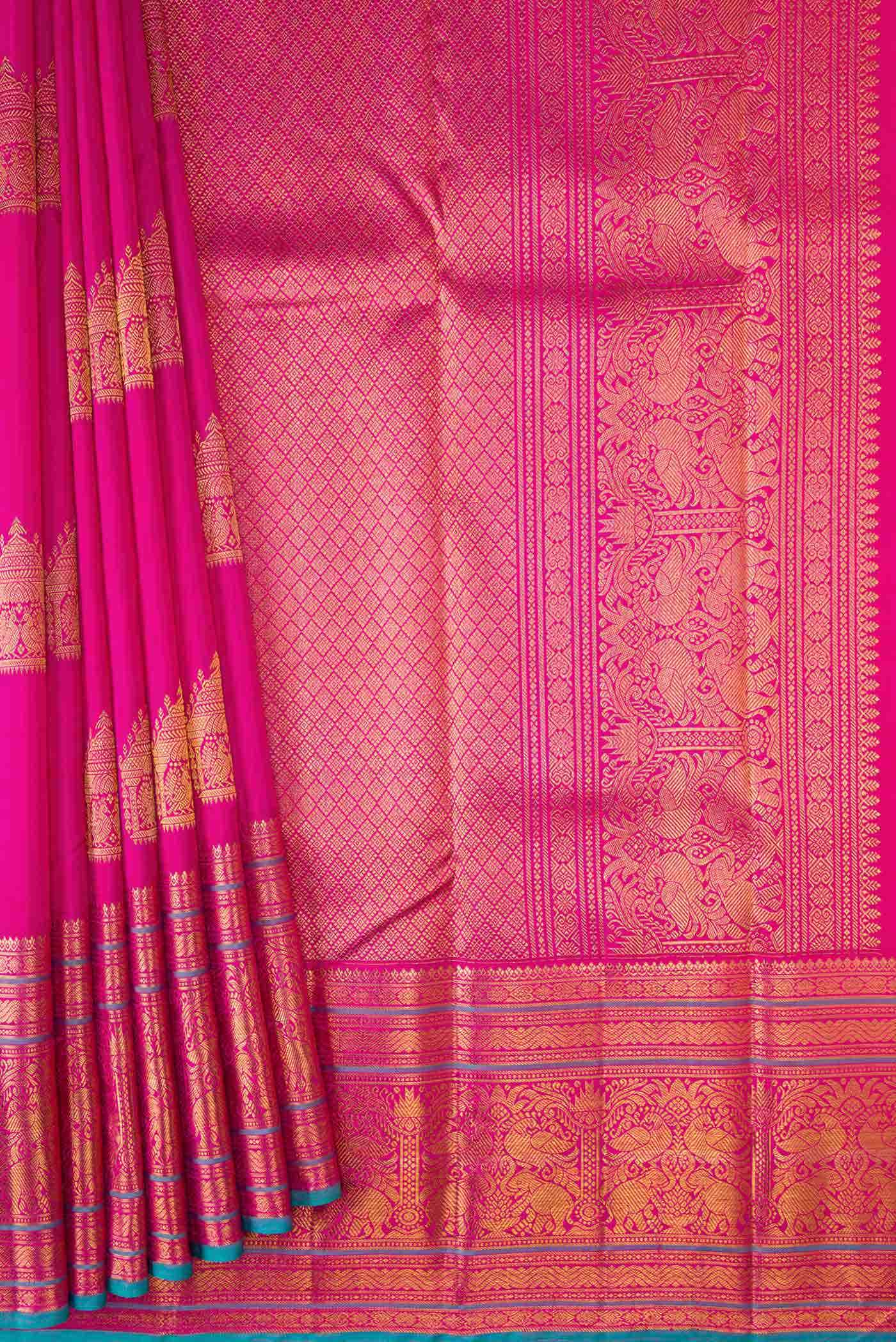 Pink Dual Tone Kanchipuram Silk Saree - Image 2