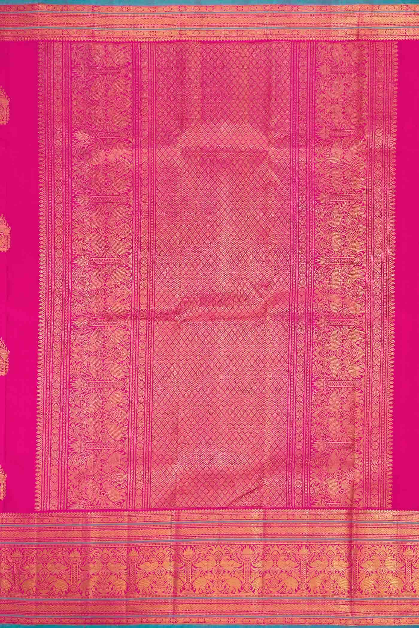 Pink Dual Tone Kanchipuram Silk Saree - Image 5