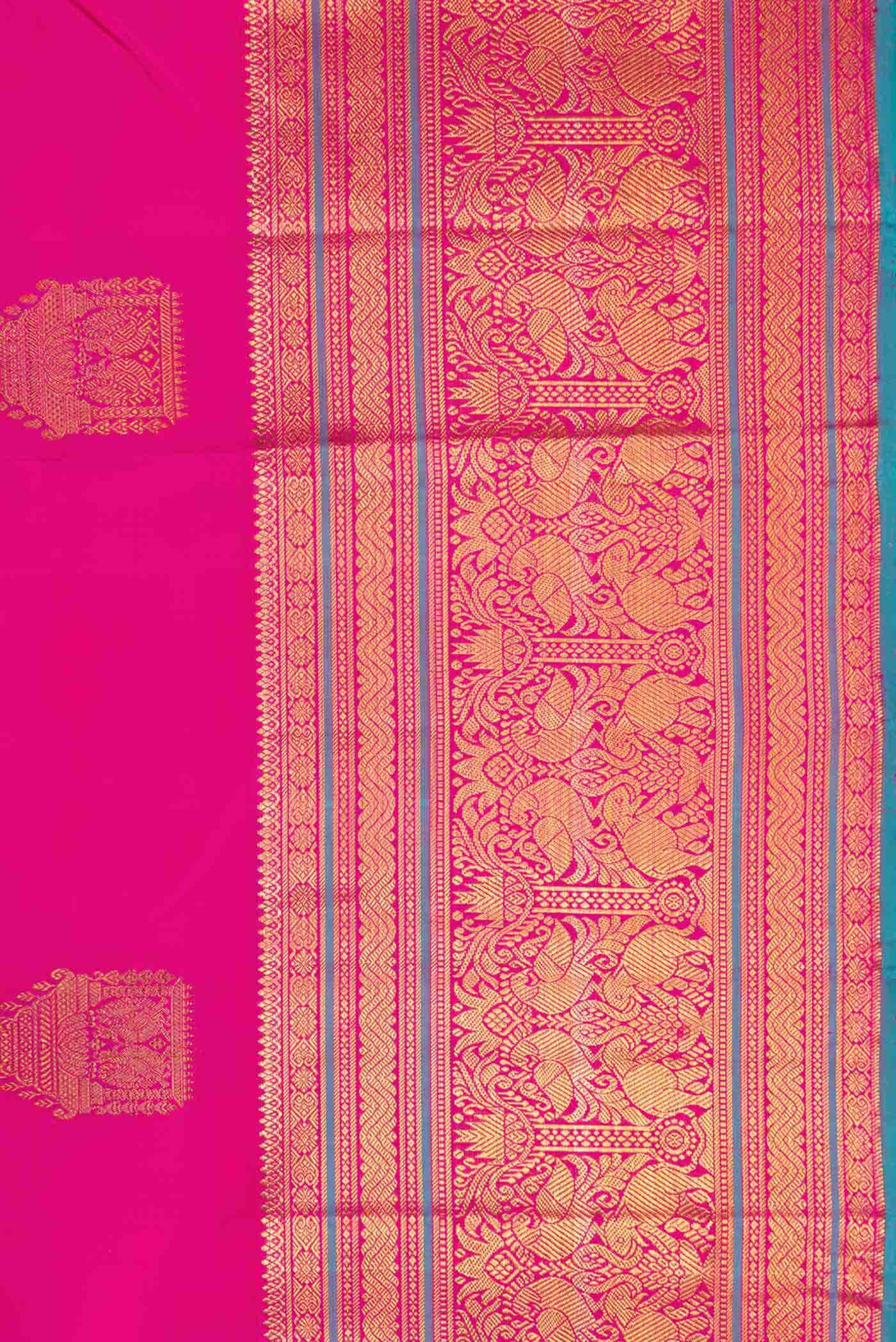 Pink Dual Tone Kanchipuram Silk Saree - Image 6