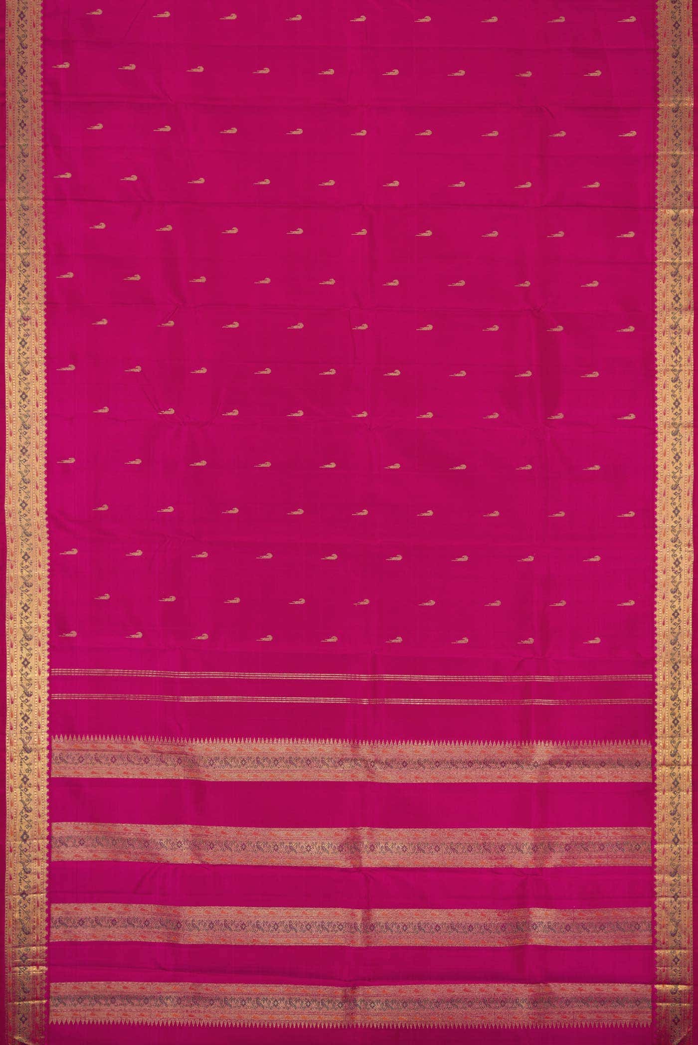 Pure Silk Pure Zari Pink Dual Tone Kanchipuram Saree - Image 4