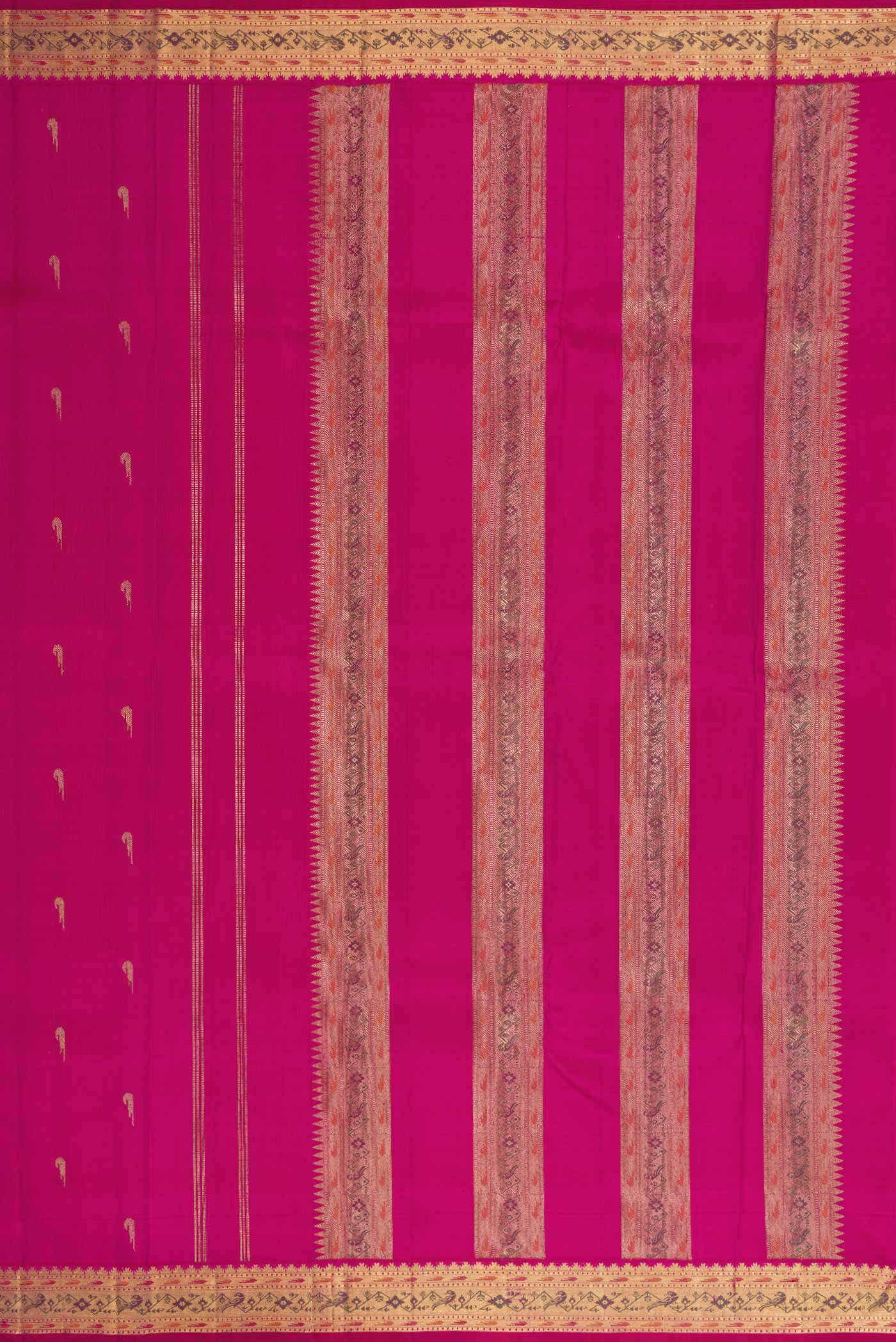 Pure Silk Pure Zari Pink Dual Tone Kanchipuram Saree - Image 5