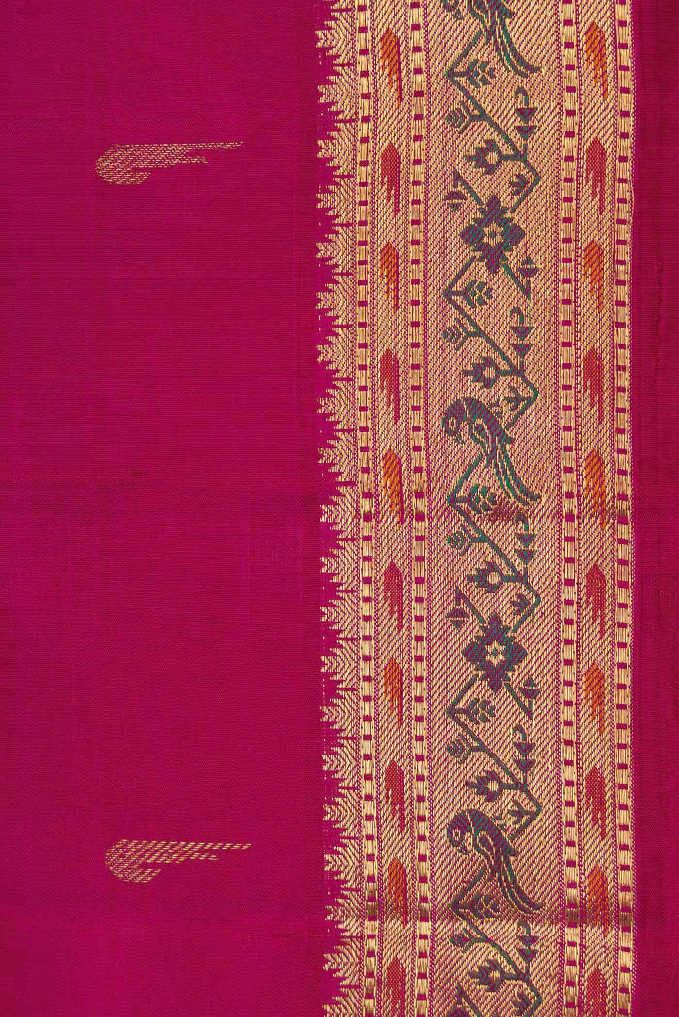Pure Silk Pure Zari Pink Dual Tone Kanchipuram Saree - Image 6