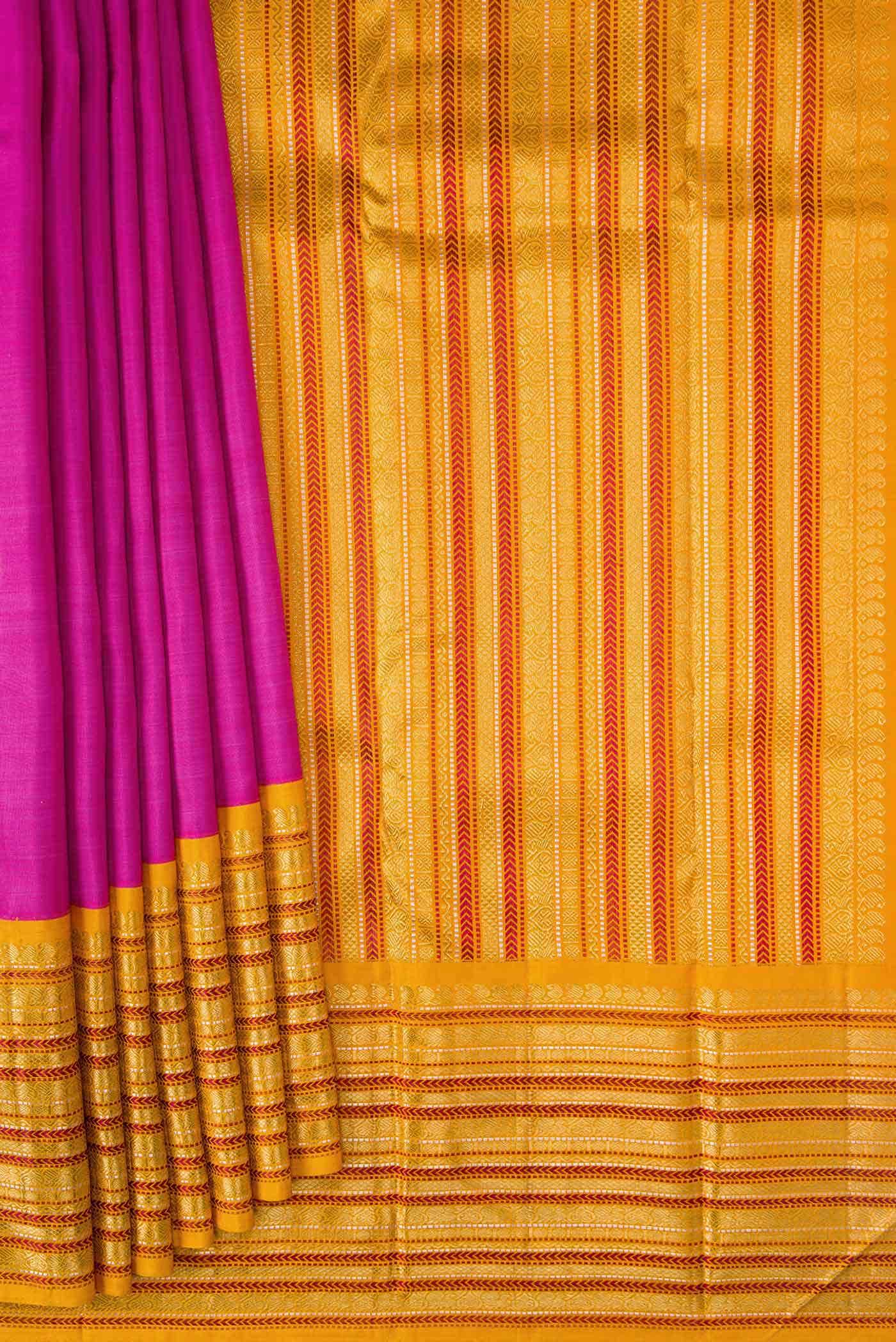 Pure Silk Pure Zari Pink Dual Tone Kanchipuram Saree - Image 2