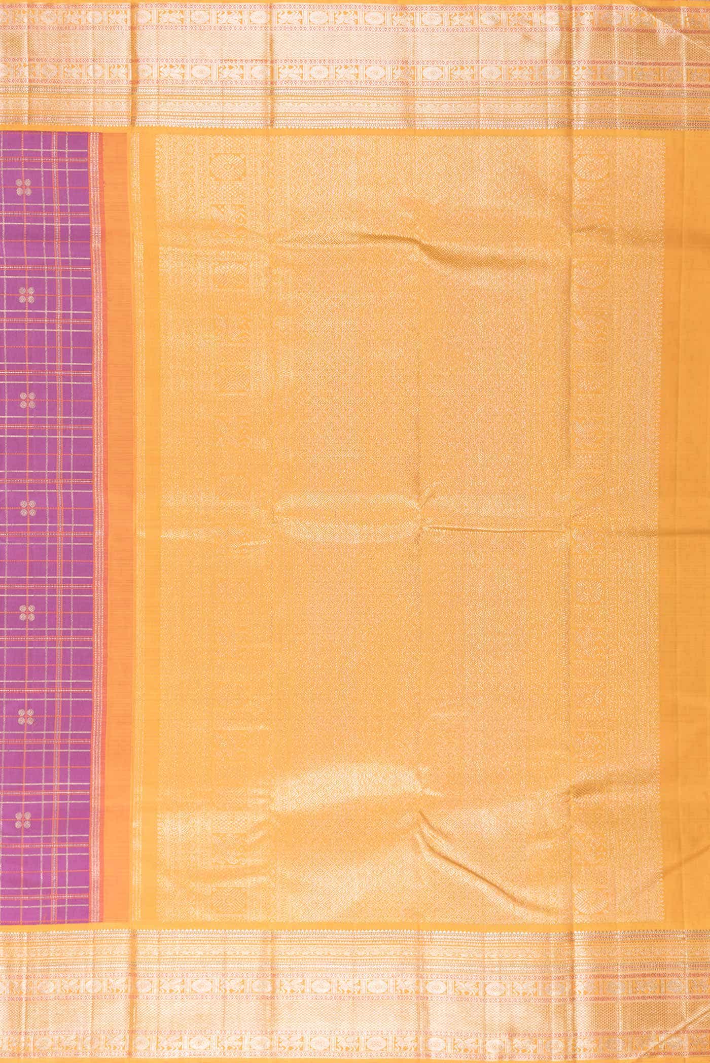 Pure Silk Pure Zari Lavender Kanjivaram Saree - Image 5