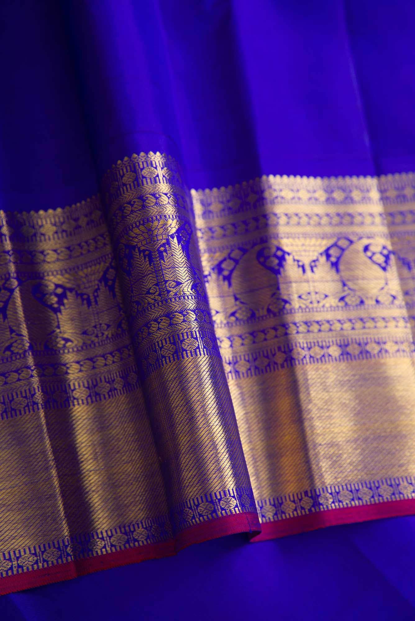 Pure Silk Pure Zari Pink Dual Tone Kanchipuram Saree - Image 6