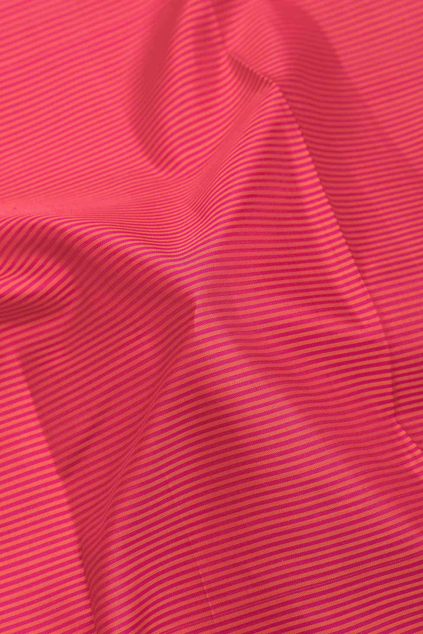 Pure Silk Pure Zari Pink Dual Tone Kanjivaram Saree - Image 3