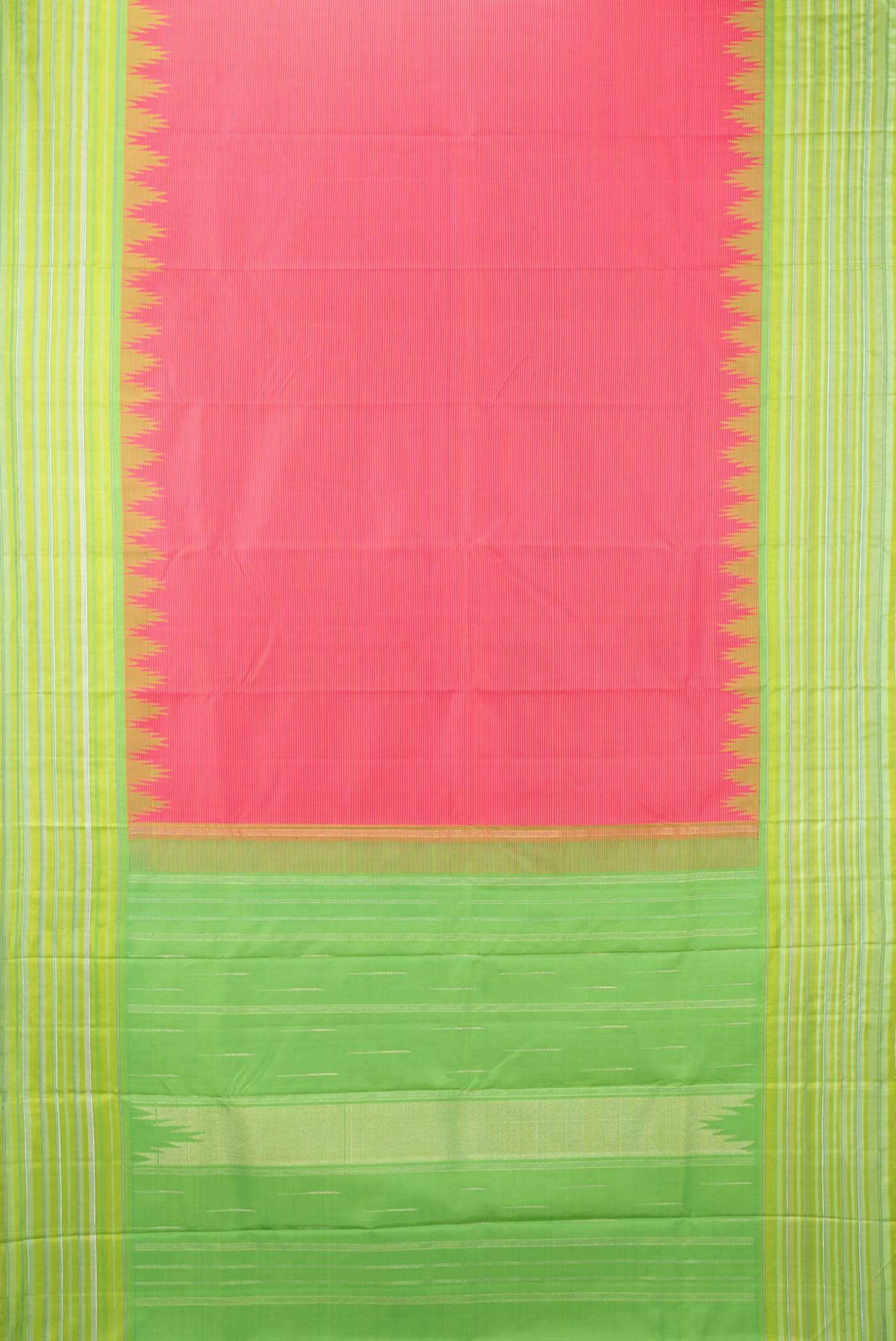 Pure Silk Pure Zari Pink Dual Tone Kanjivaram Saree - Image 4