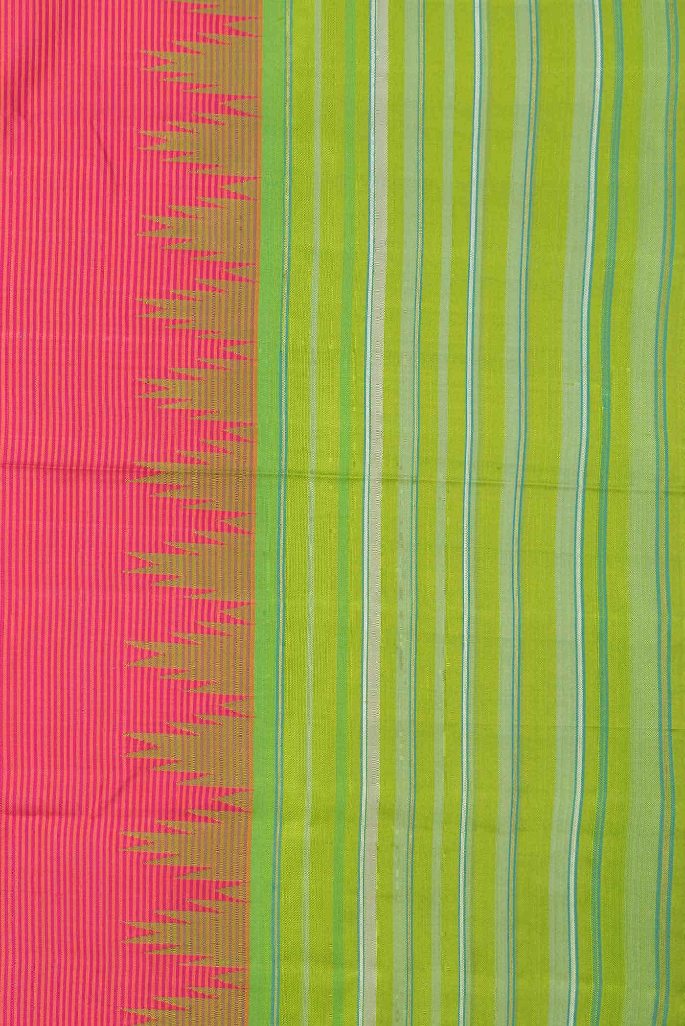 Pure Silk Pure Zari Pink Dual Tone Kanjivaram Saree - Image 5