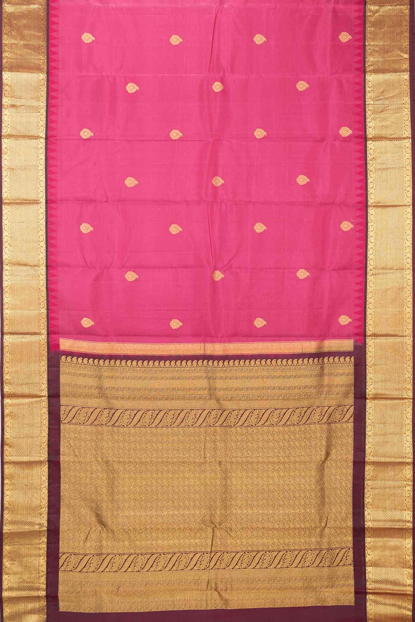 Pink Dual Tone Kanjivaram Silk Saree - Image 4