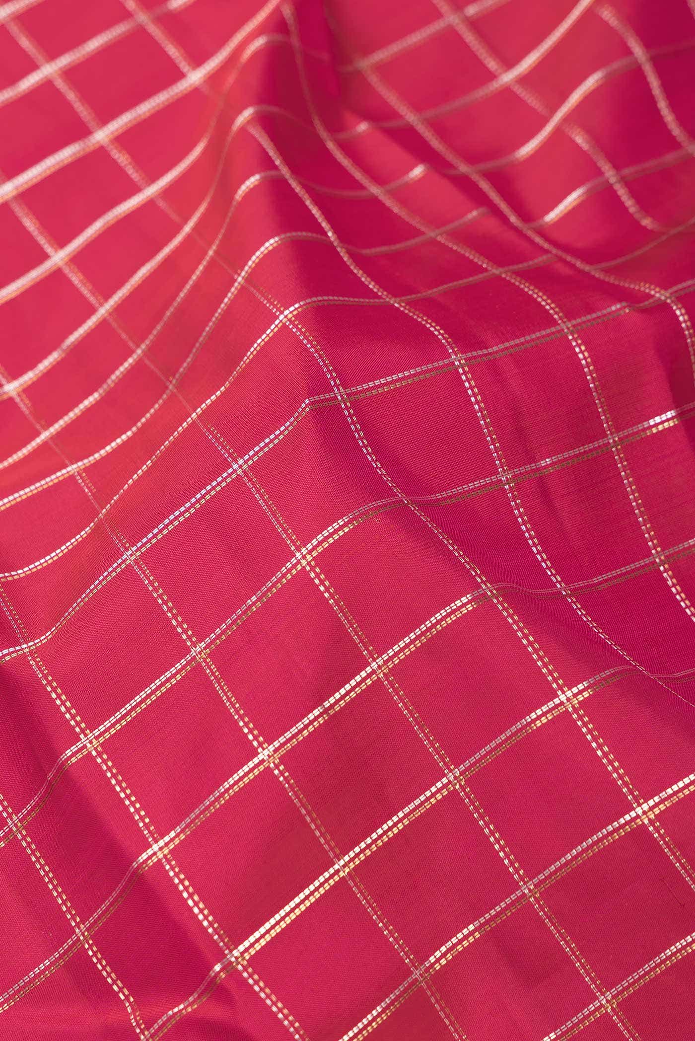 Pure Silk Pure Zari Pink Dual Tone Kanchipuram Saree - Image 3