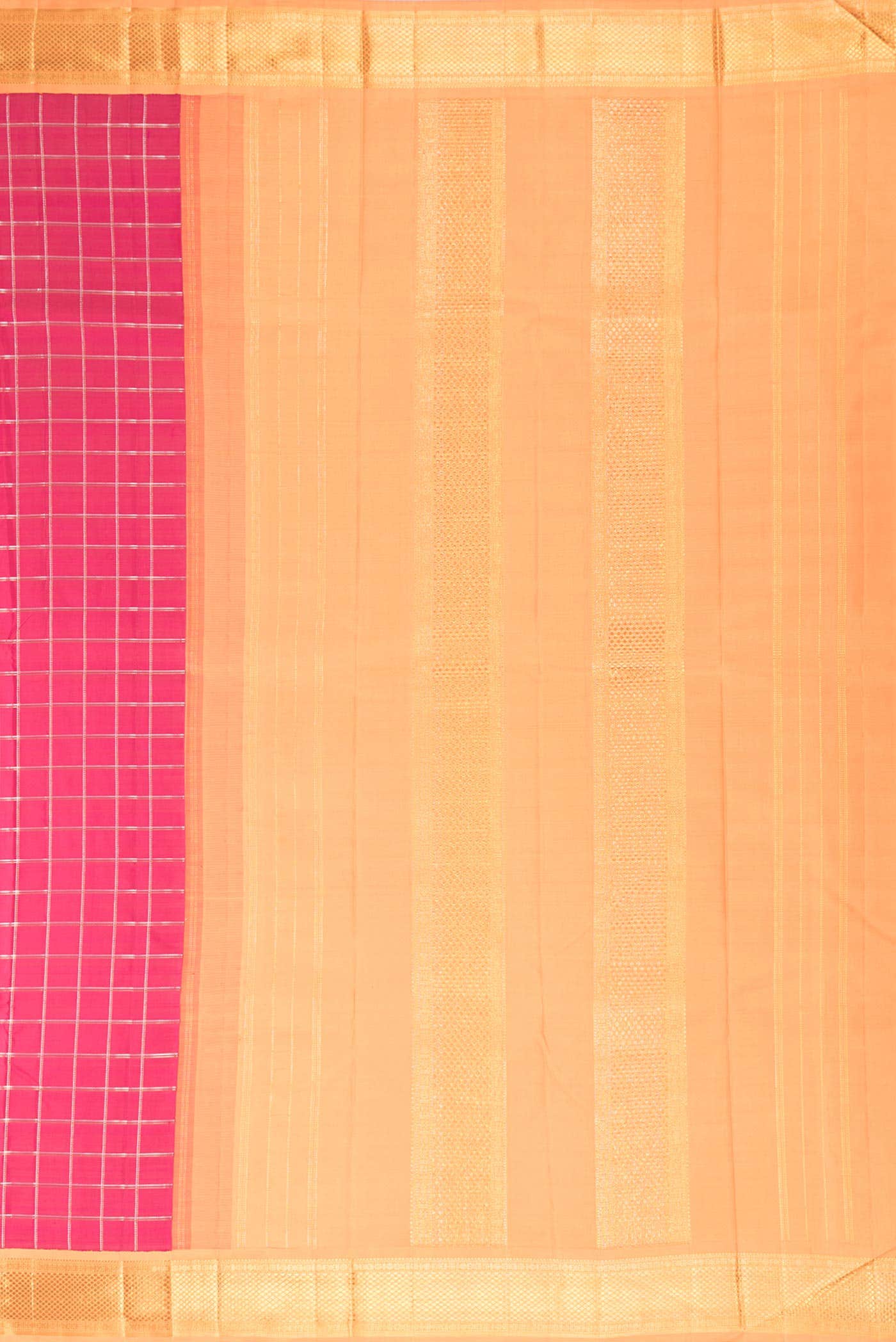 Pure Silk Pure Zari Pink Dual Tone Kanchipuram Saree - Image 5