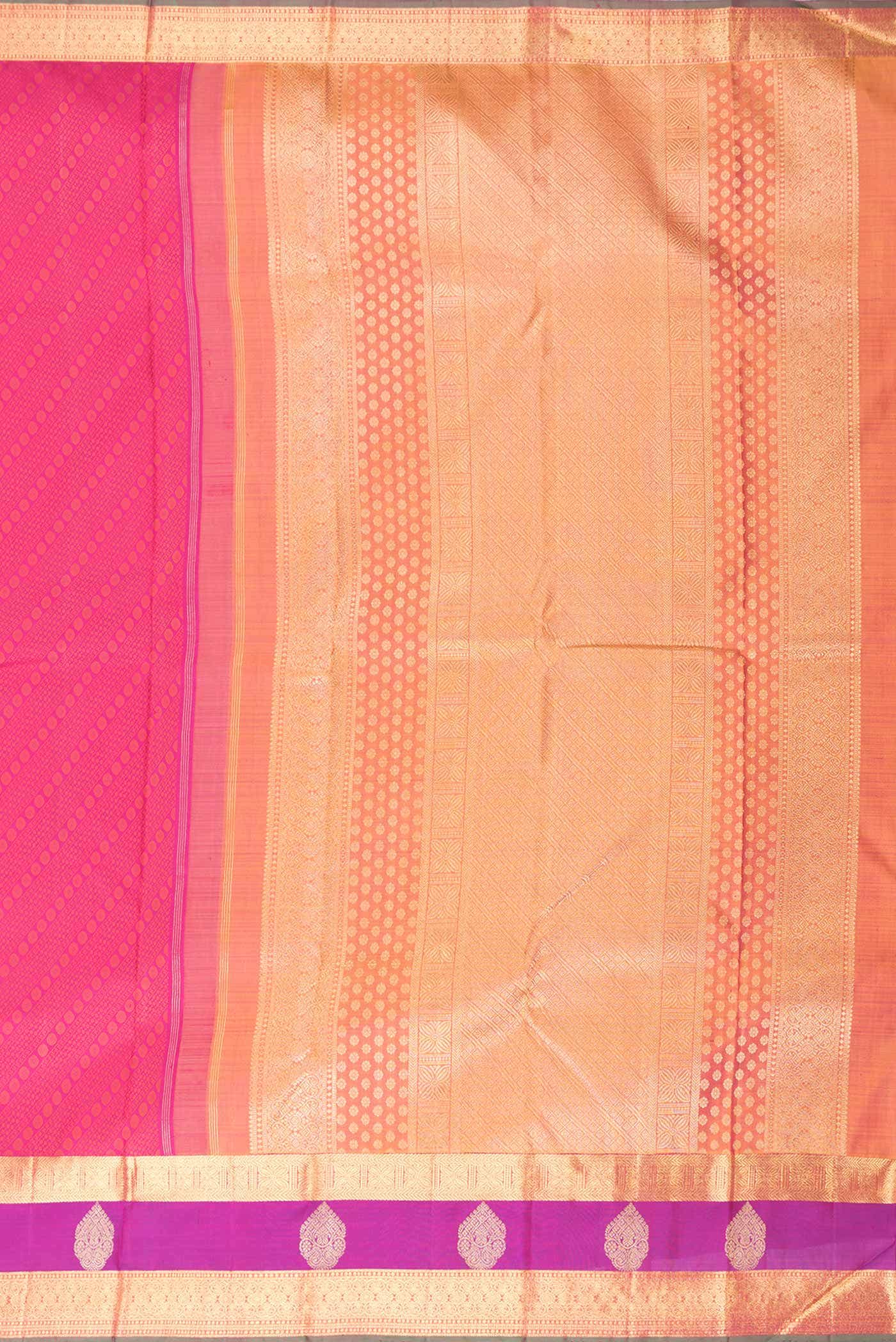 Pure Silk Pure Zari Pink Dual Tone Kanchipuram Saree - Image 5