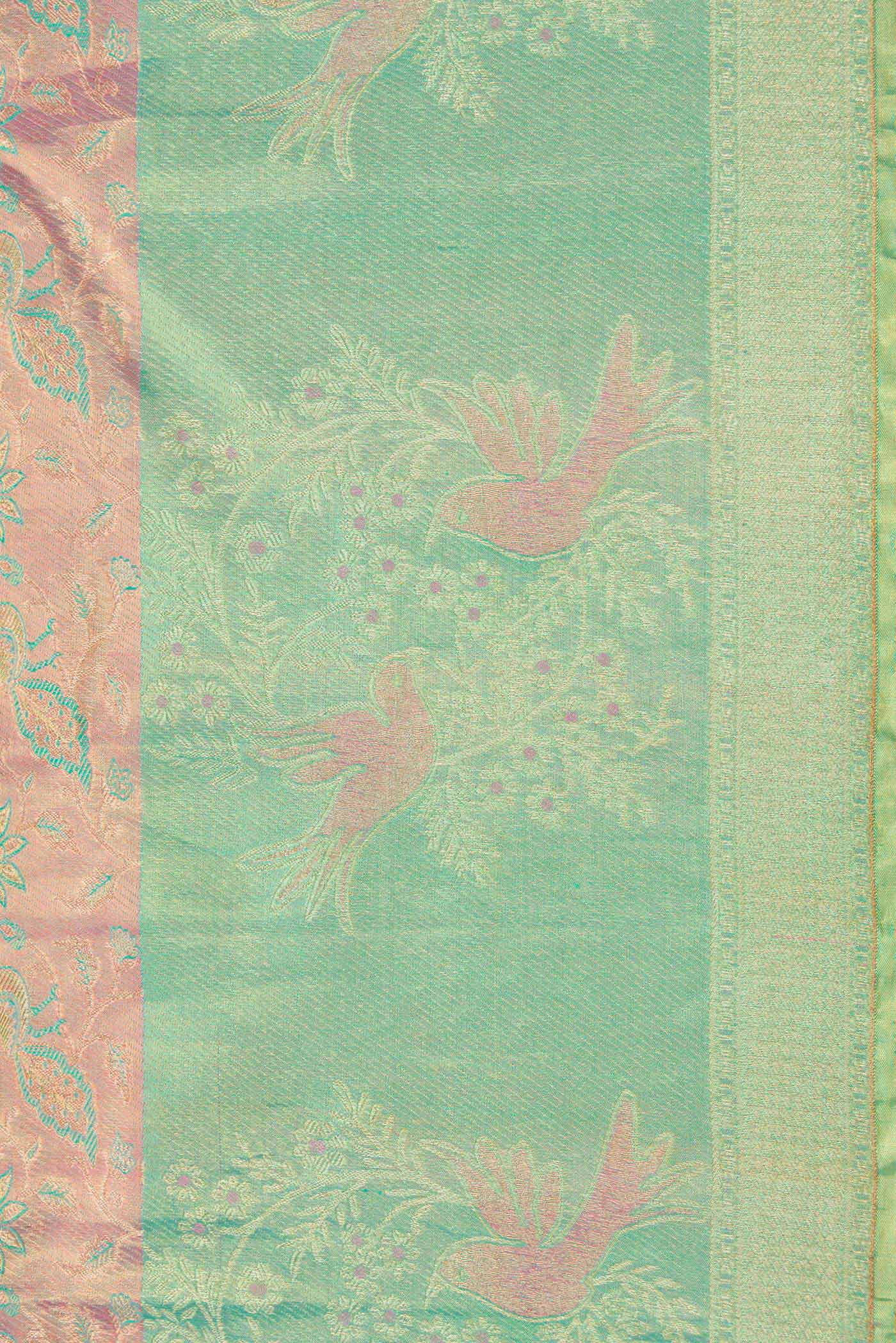 Pink Dual Tone Kanchipuram Tissue Silk Saree - Image 3