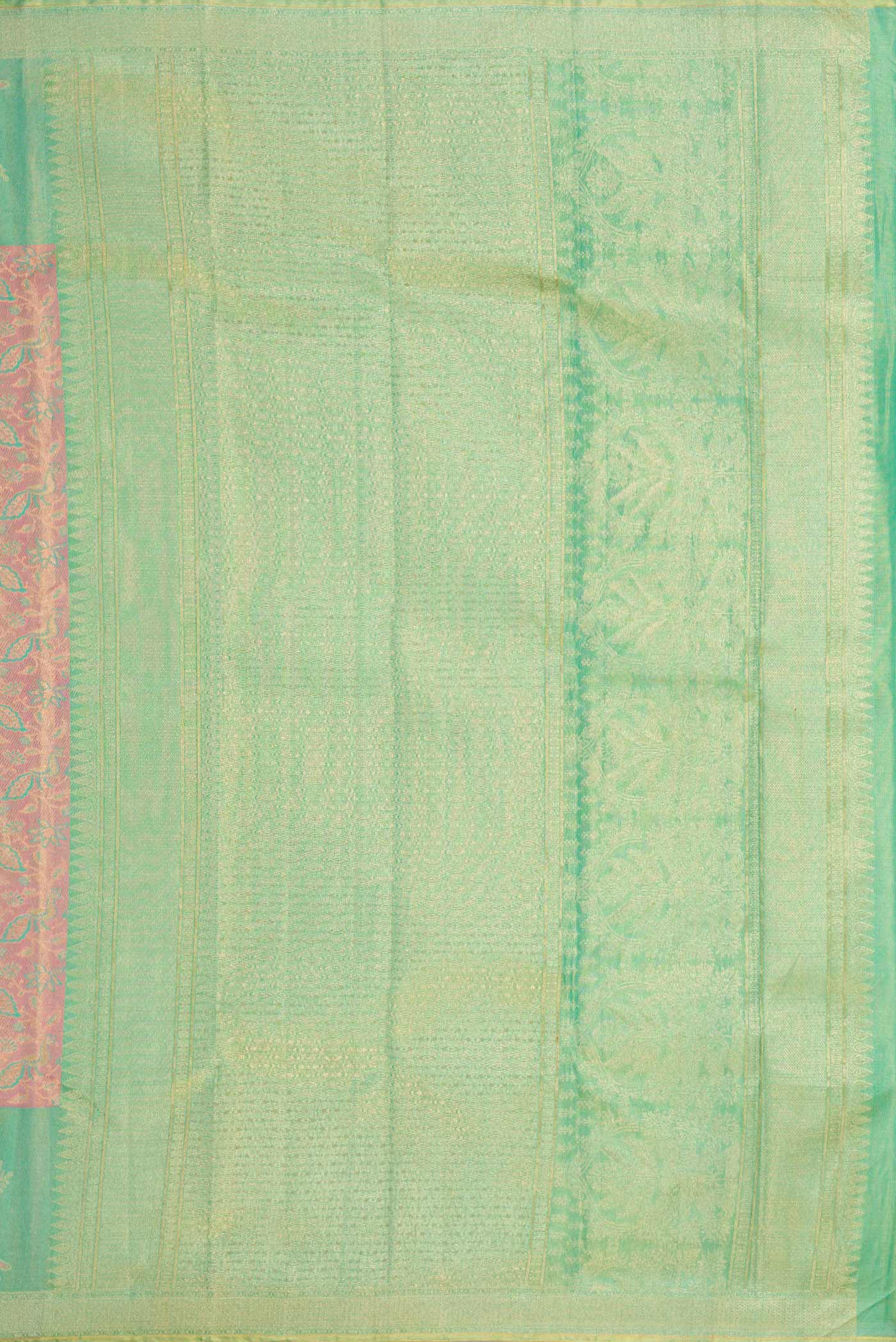 Pink Dual Tone Kanchipuram Tissue Silk Saree - Image 7