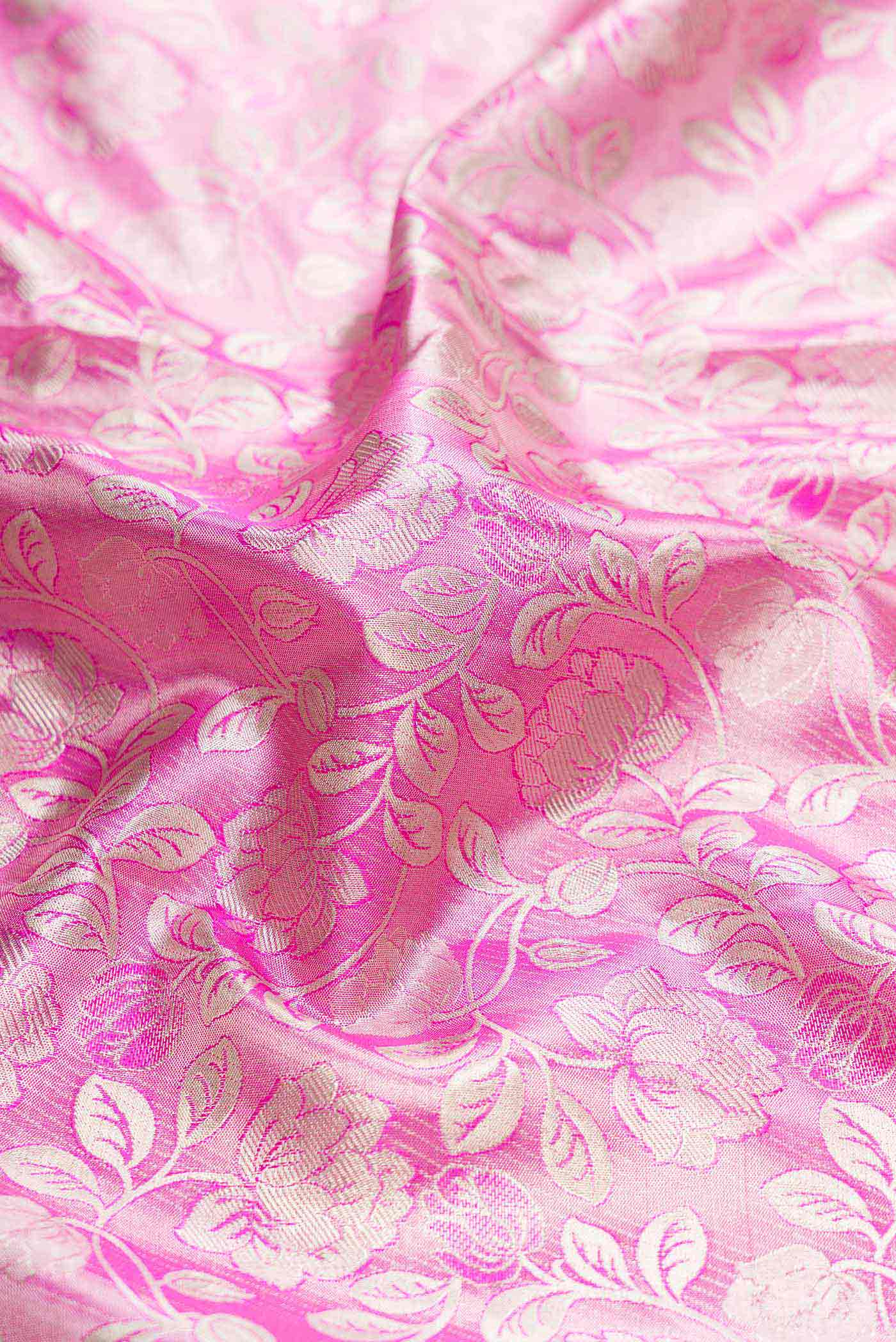 Pink Dual Tone Kanchipuram Tissue Silk Saree - Image 2