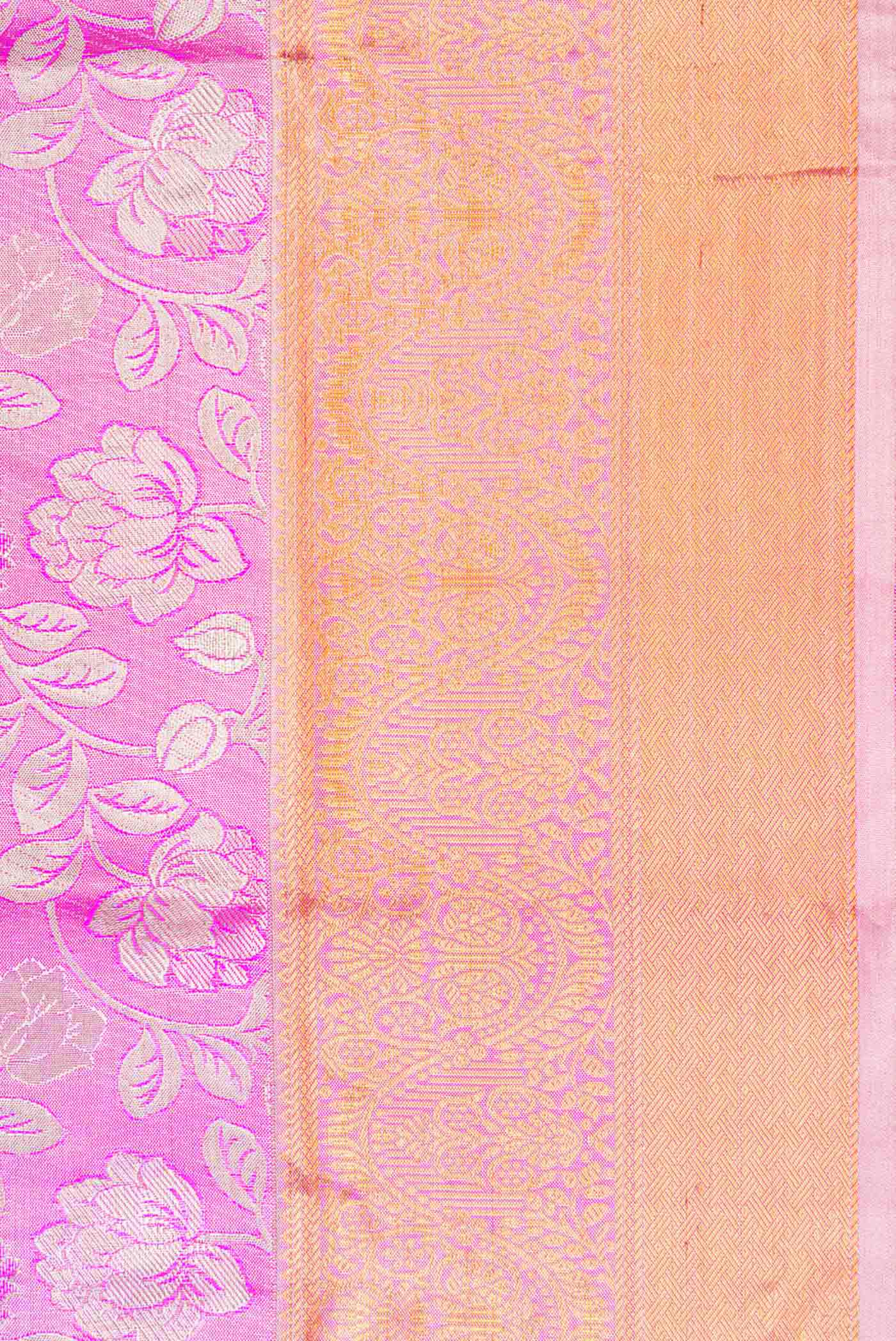 Pink Dual Tone Kanchipuram Tissue Silk Saree - Image 3