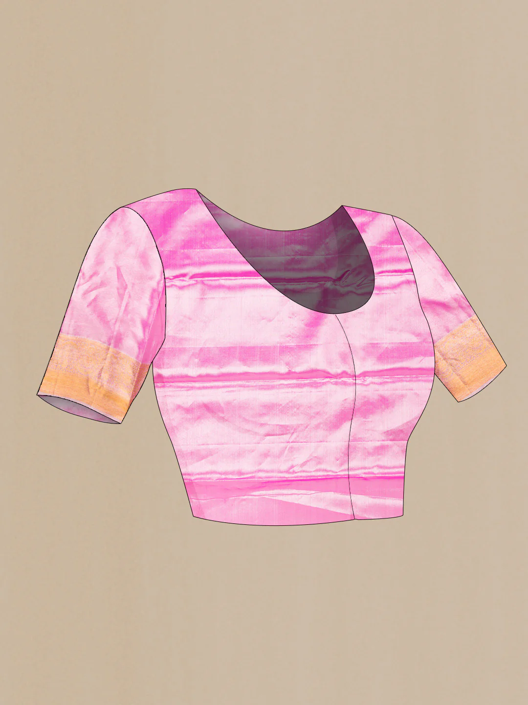 Pink Dual Tone Kanchipuram Tissue Silk Saree - Image 5