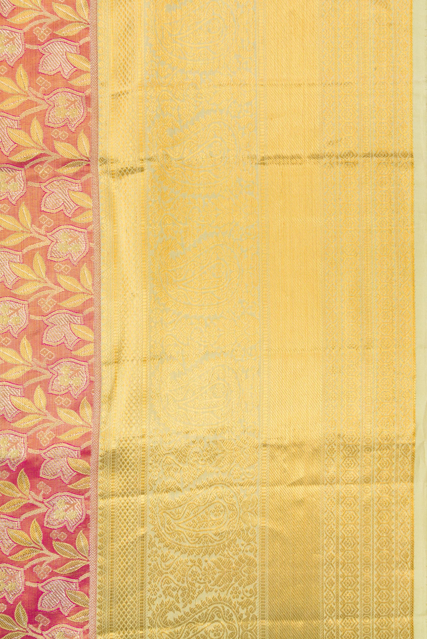 Pink with Gold Color Kanchipuram Tissue Silk Saree - Image 3