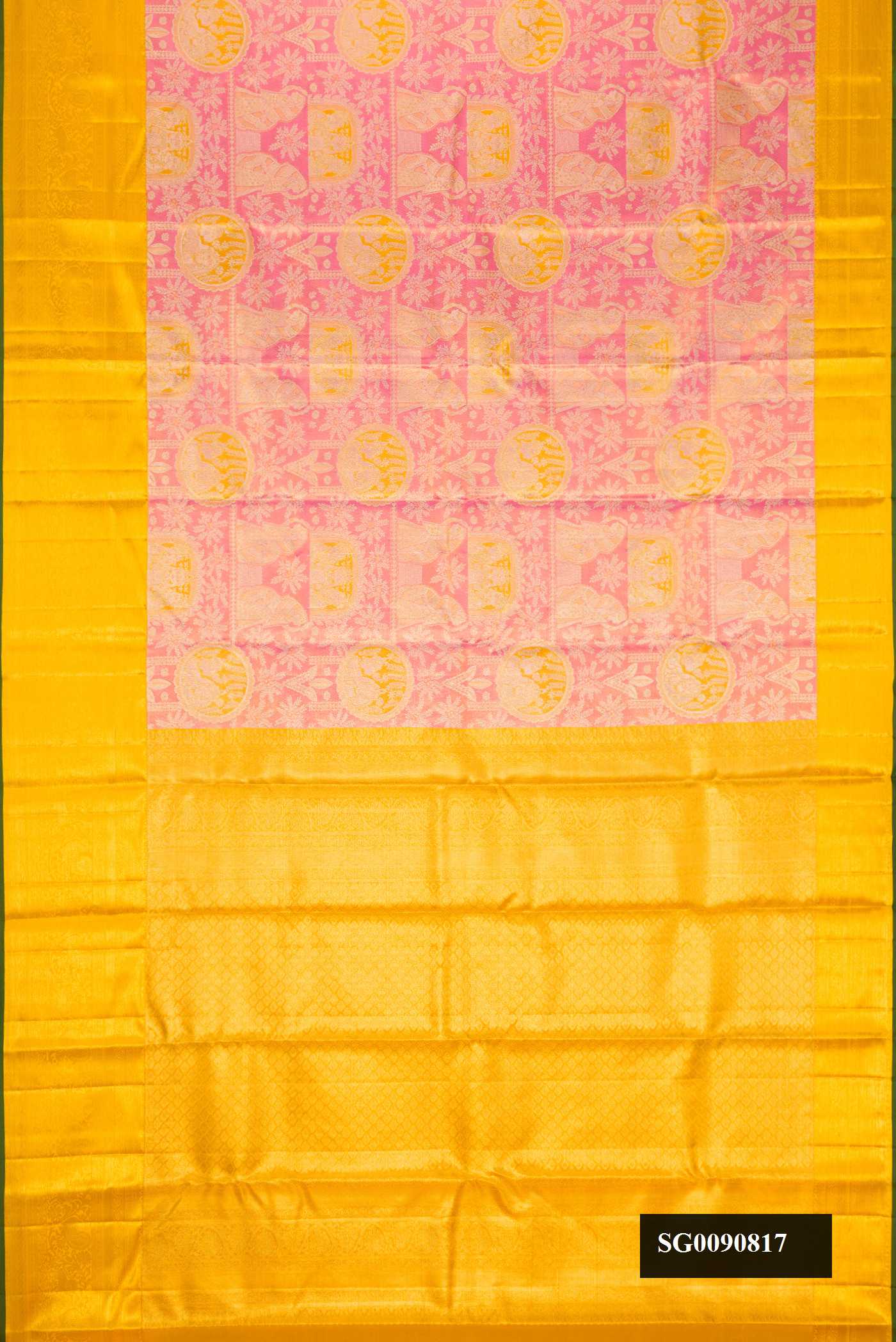 Pink Dual Tone Kanchipuram Tissue Silk Saree