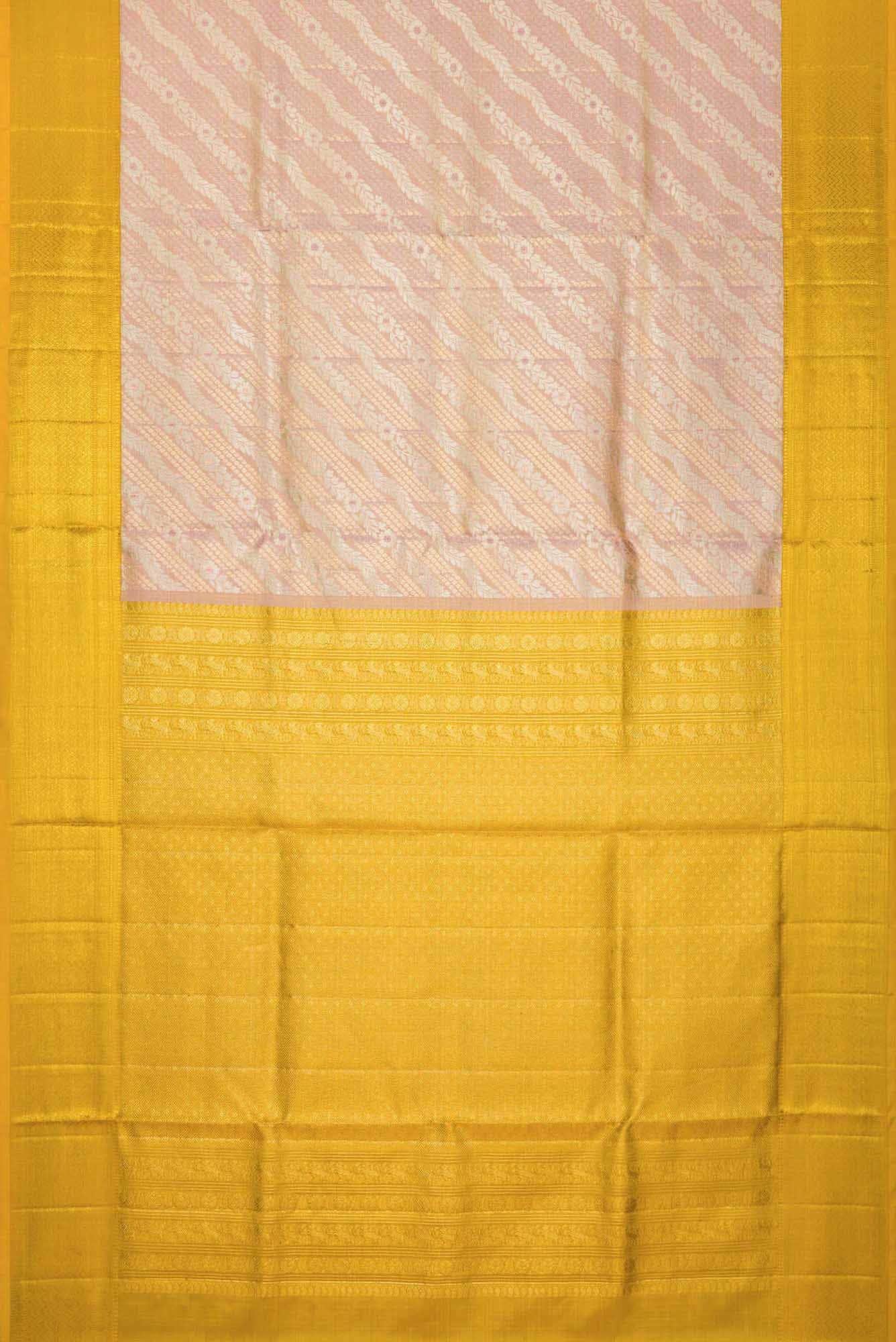 Rose Gold Dual Tone Kanjivaram Tissue Silk Saree - Image 4