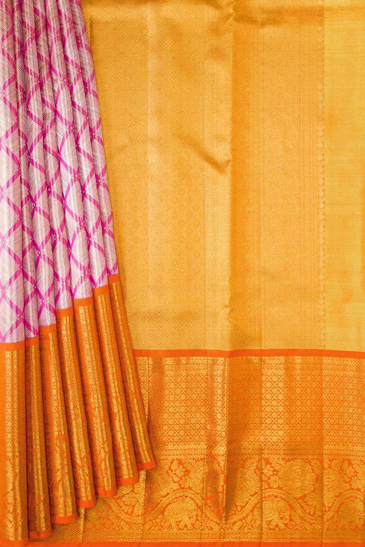 Pink Dual Tone Kanjivaram Tissue Silk Saree - Image 2