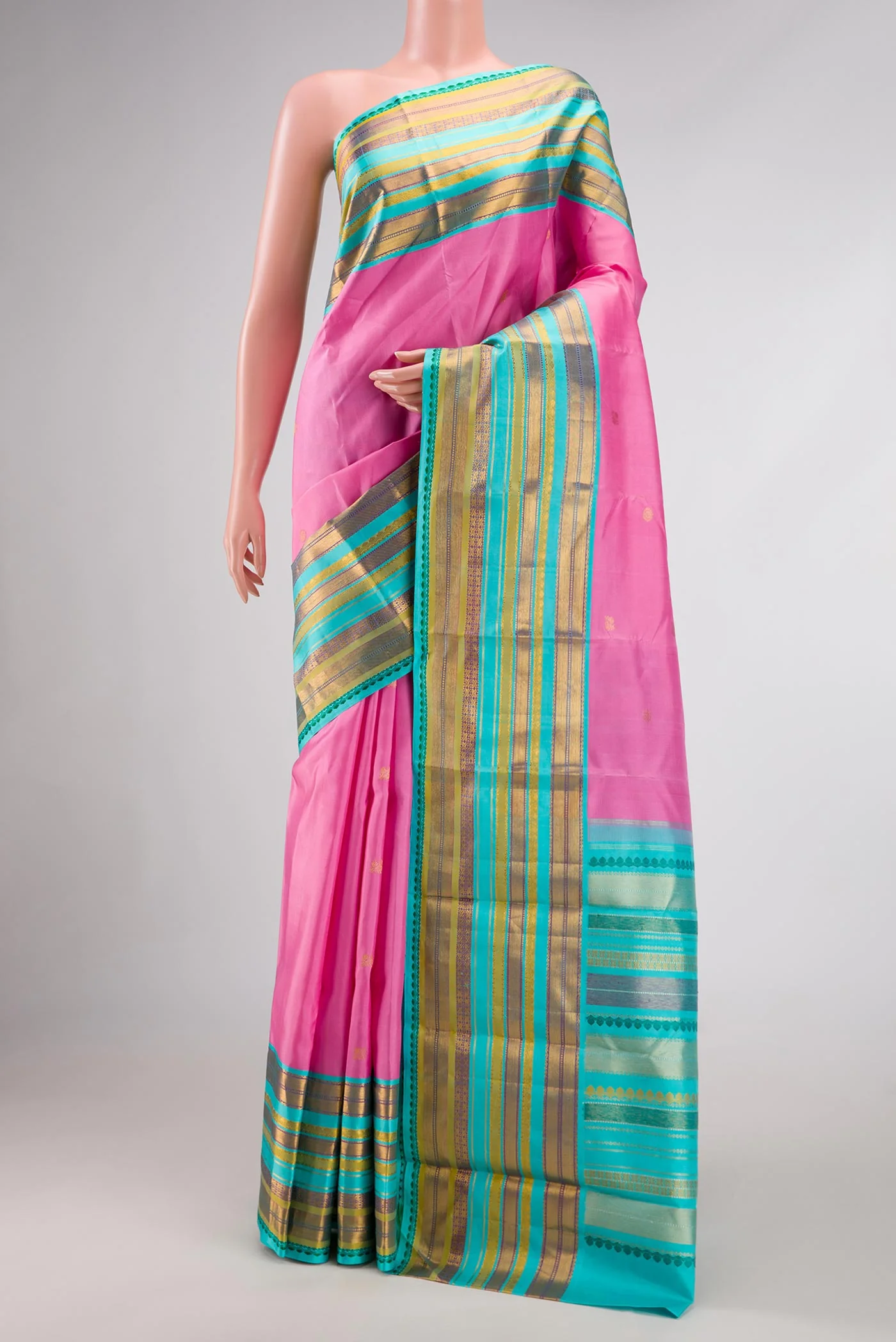 Rose pink Kanjivaram Silk Saree