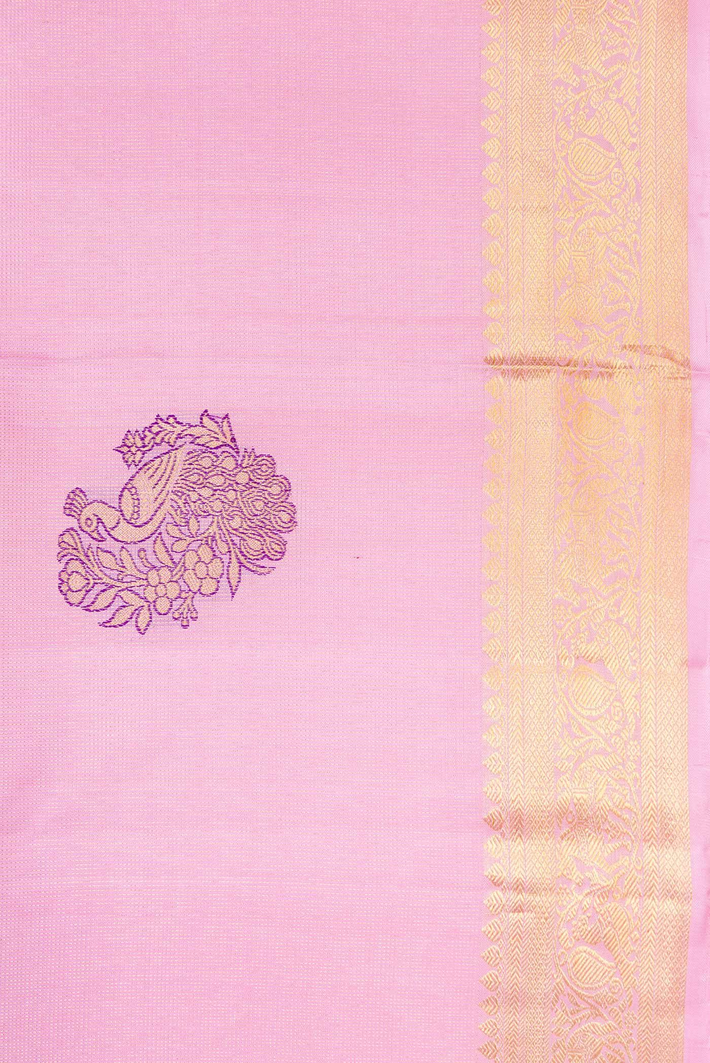 Rose pink Kanjivaram Silk Saree - Image 3